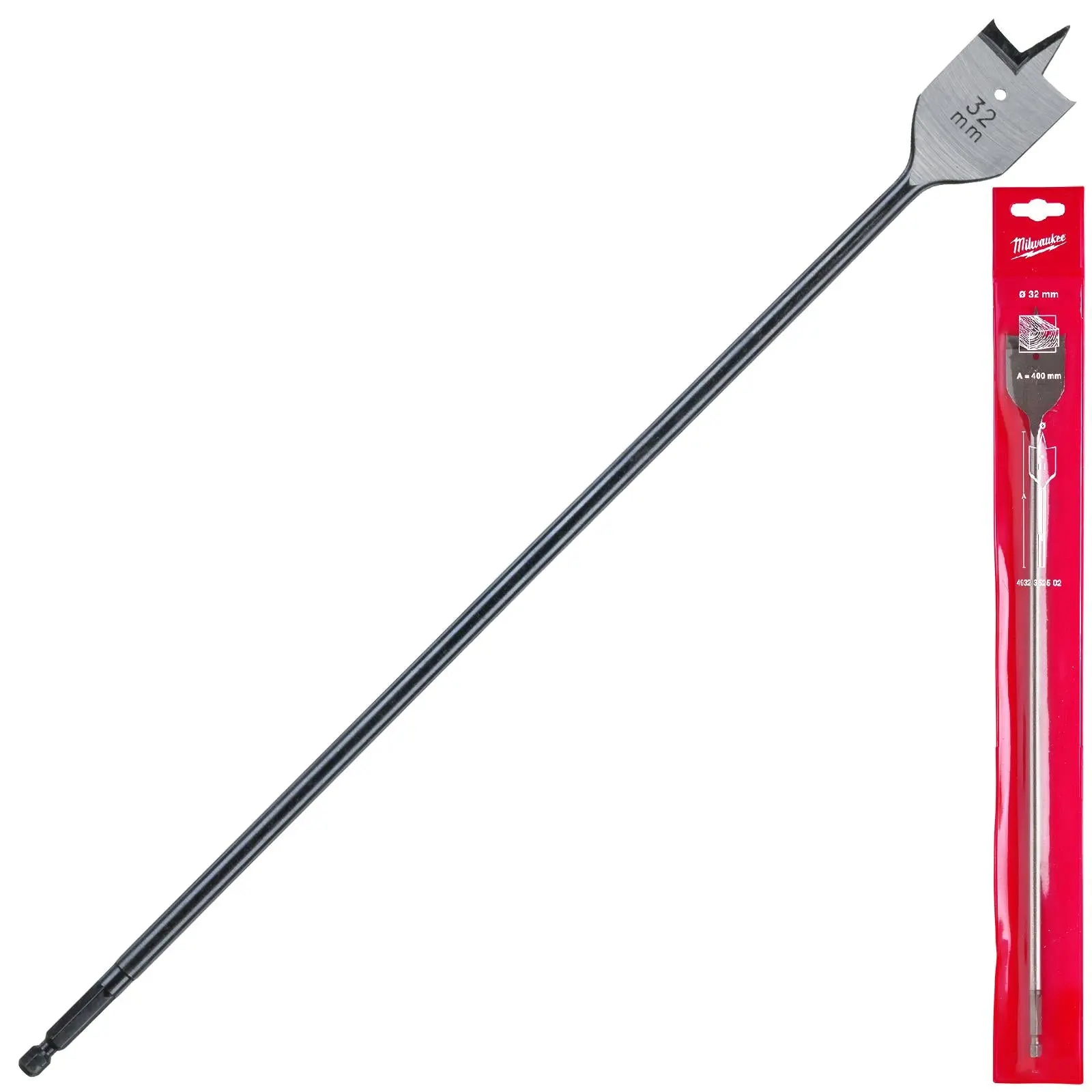 Milwaukee Flat Wood Boring Drill Bits 400mm Length 1/4" Hex Shank - Image 32