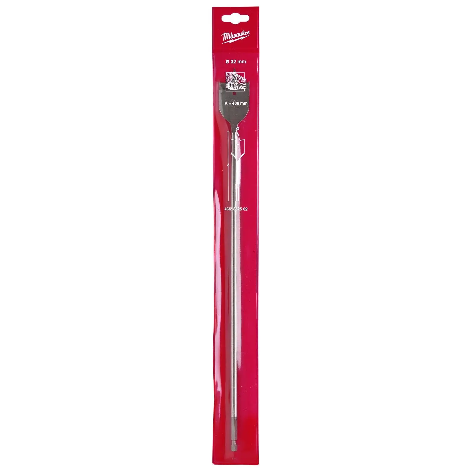 Milwaukee Flat Wood Boring Drill Bits 400mm Length 1/4" Hex Shank - Image 33