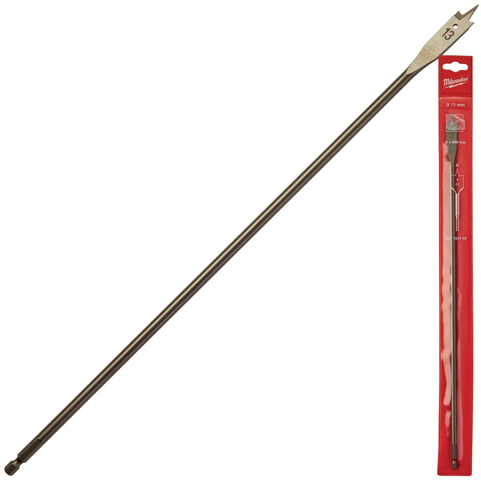 Milwaukee Flat Wood Boring Drill Bits 400mm Length 1/4" Hex Shank - Image 38