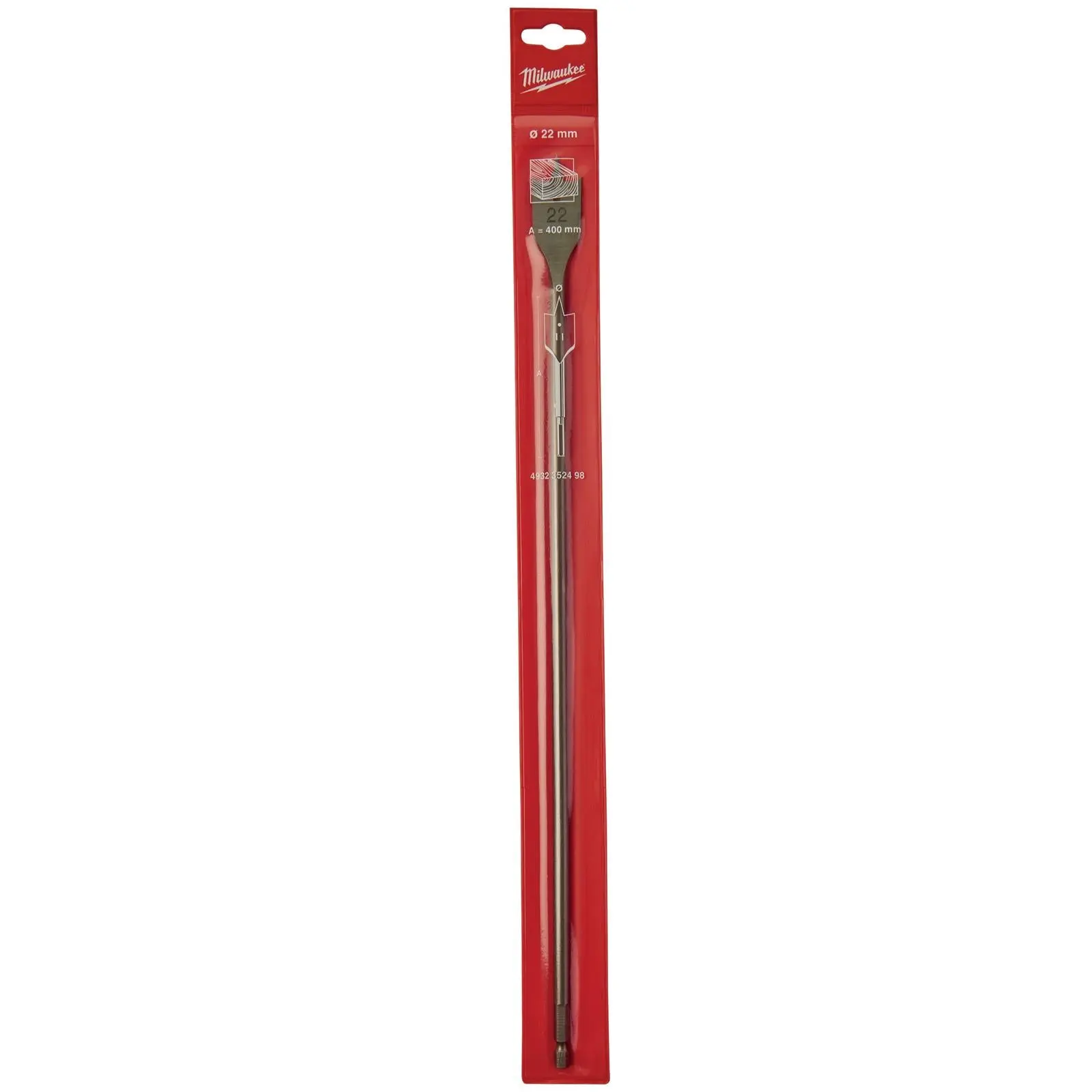Milwaukee Flat Wood Boring Drill Bits 400mm Length 1/4" Hex Shank - Image 48