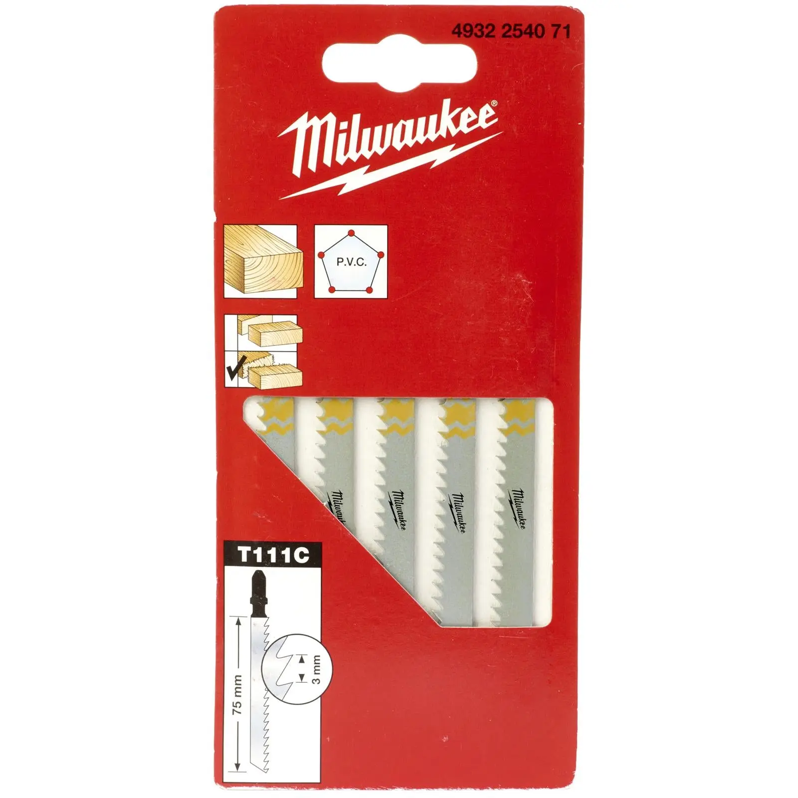 Milwaukee Jigsaw Blades Wood and Plastic 5 Pack Traditional Blade 75mm x 3mm T111C - Image 2