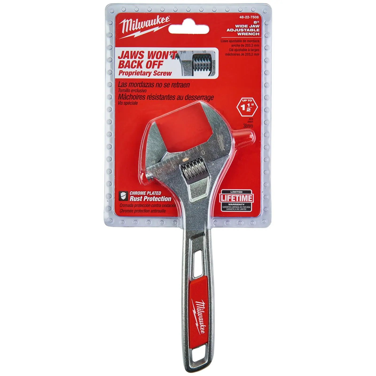Milwaukee Adjustable Wrench Wide 200mm Jaw Opening 40mm - Image 2