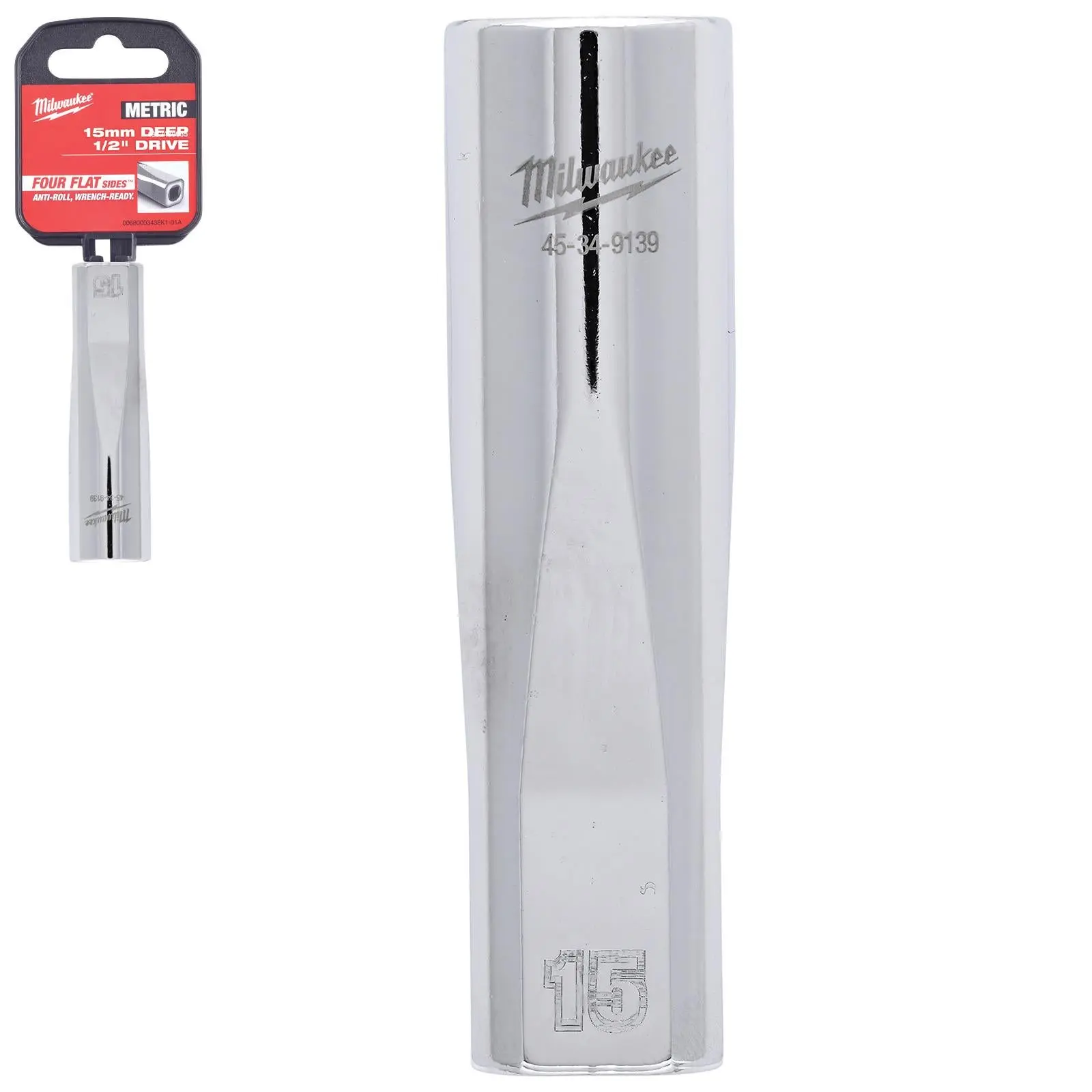 Milwaukee Chrome Socket 1/2" Drive Four Flat Sides Metric Deep 10-36mm Individual - Choose Size - Image 12