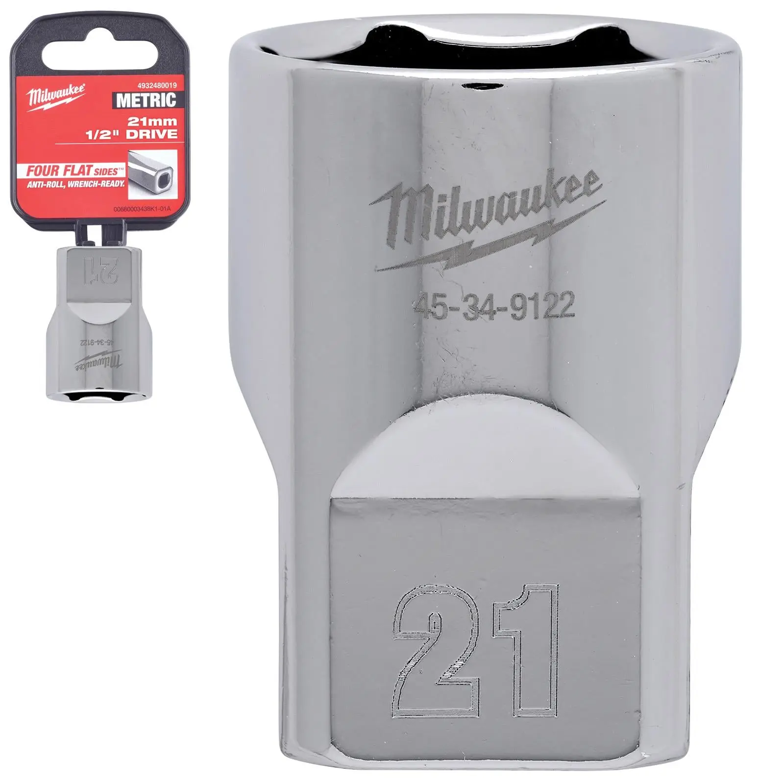Milwaukee Chrome Socket 1/2" Drive Four Flat Sides Metric Standard 8-36mm Individual - Choose Size - Image 14