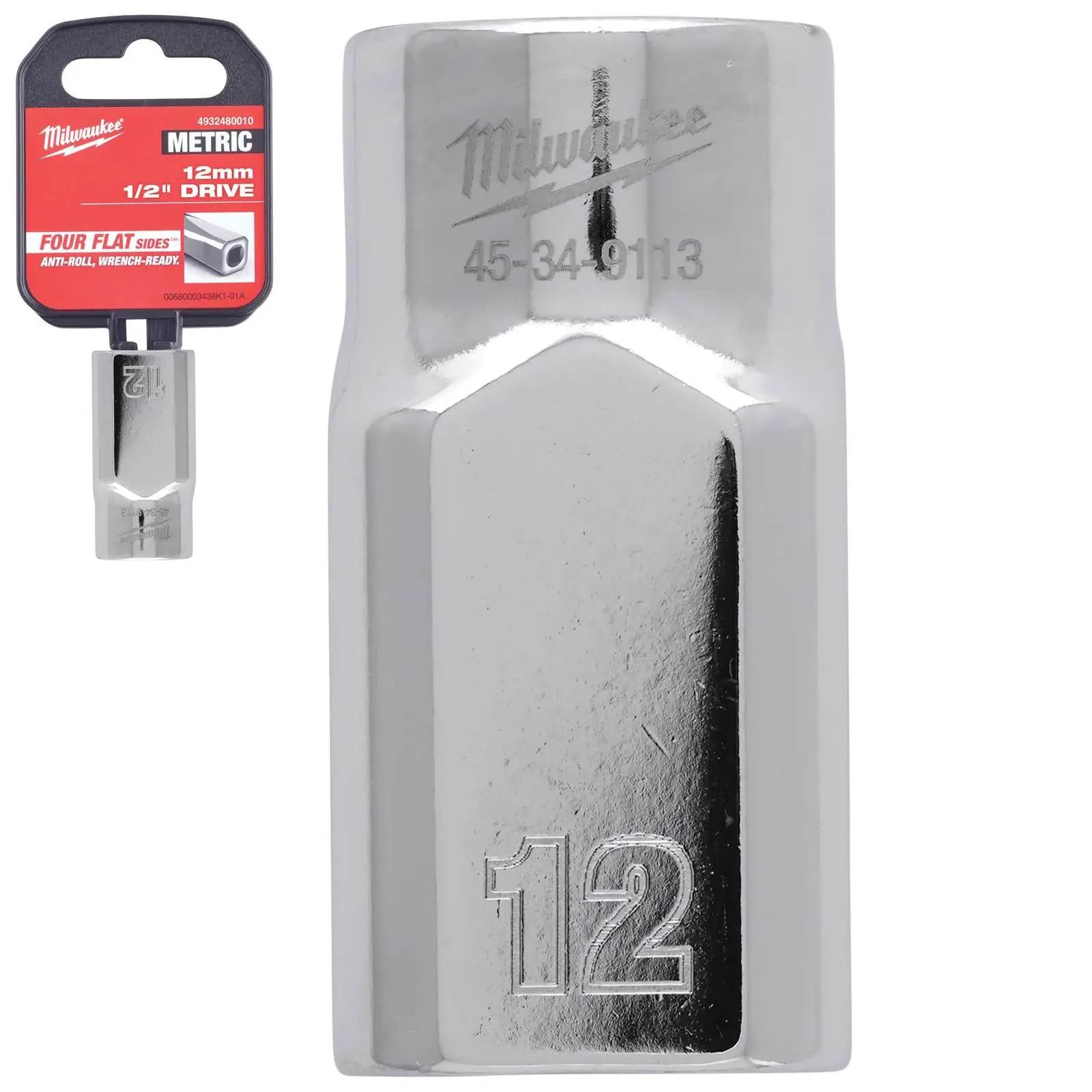 Milwaukee Chrome Socket 1/2" Drive Four Flat Sides Metric Standard 8-36mm Individual - Choose Size - Image 20
