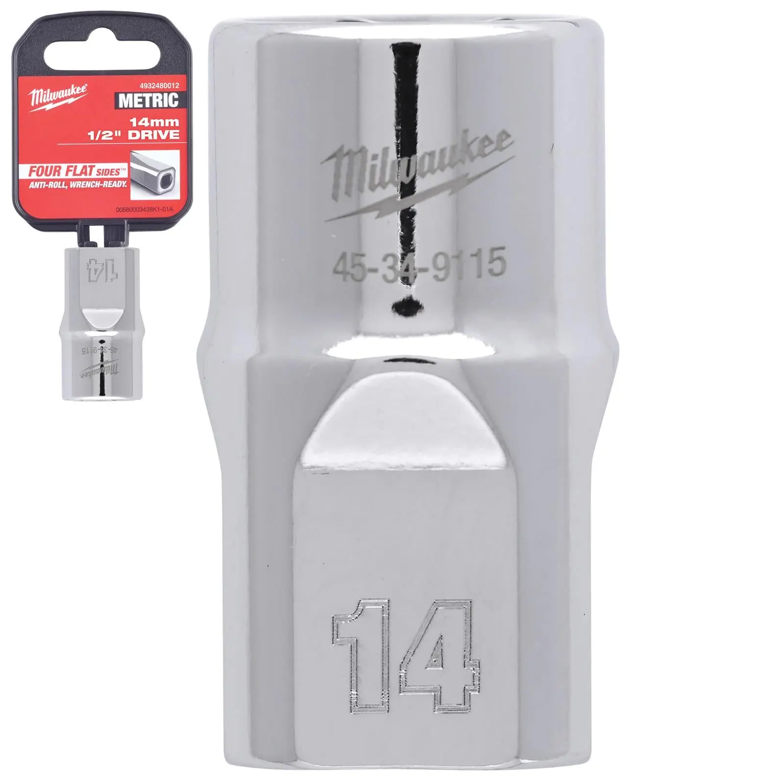 Milwaukee Chrome Socket 1/2" Drive Four Flat Sides Metric Standard 8-36mm Individual - Choose Size - Image 21
