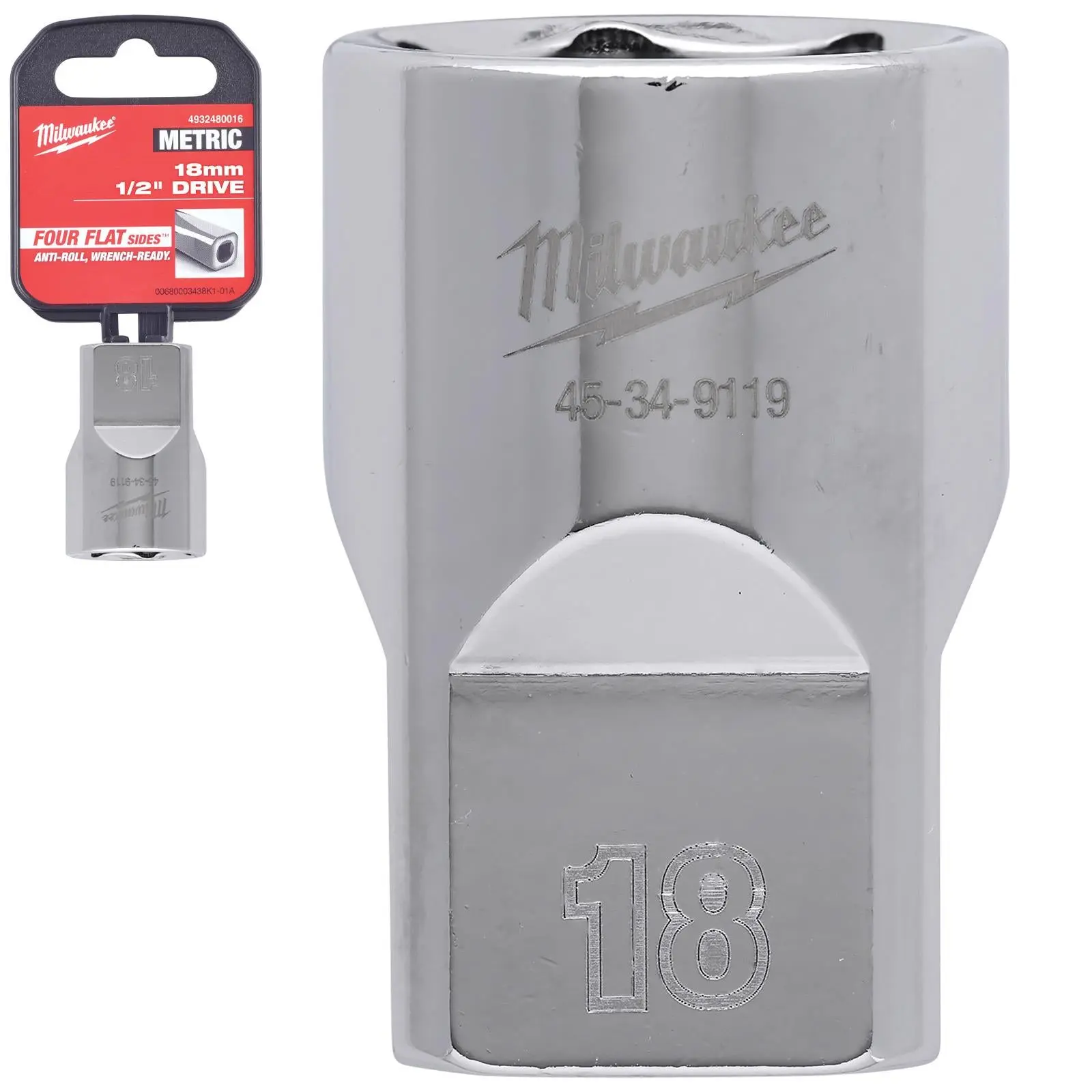 Milwaukee Chrome Socket 1/2" Drive Four Flat Sides Metric Standard 8-36mm Individual - Choose Size - Image 22