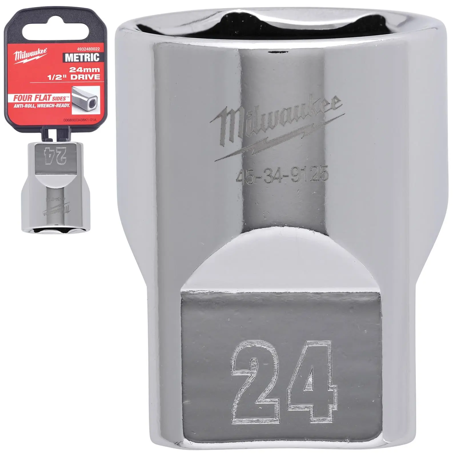 Milwaukee Chrome Socket 1/2" Drive Four Flat Sides Metric Standard 8-36mm Individual - Choose Size - Image 24