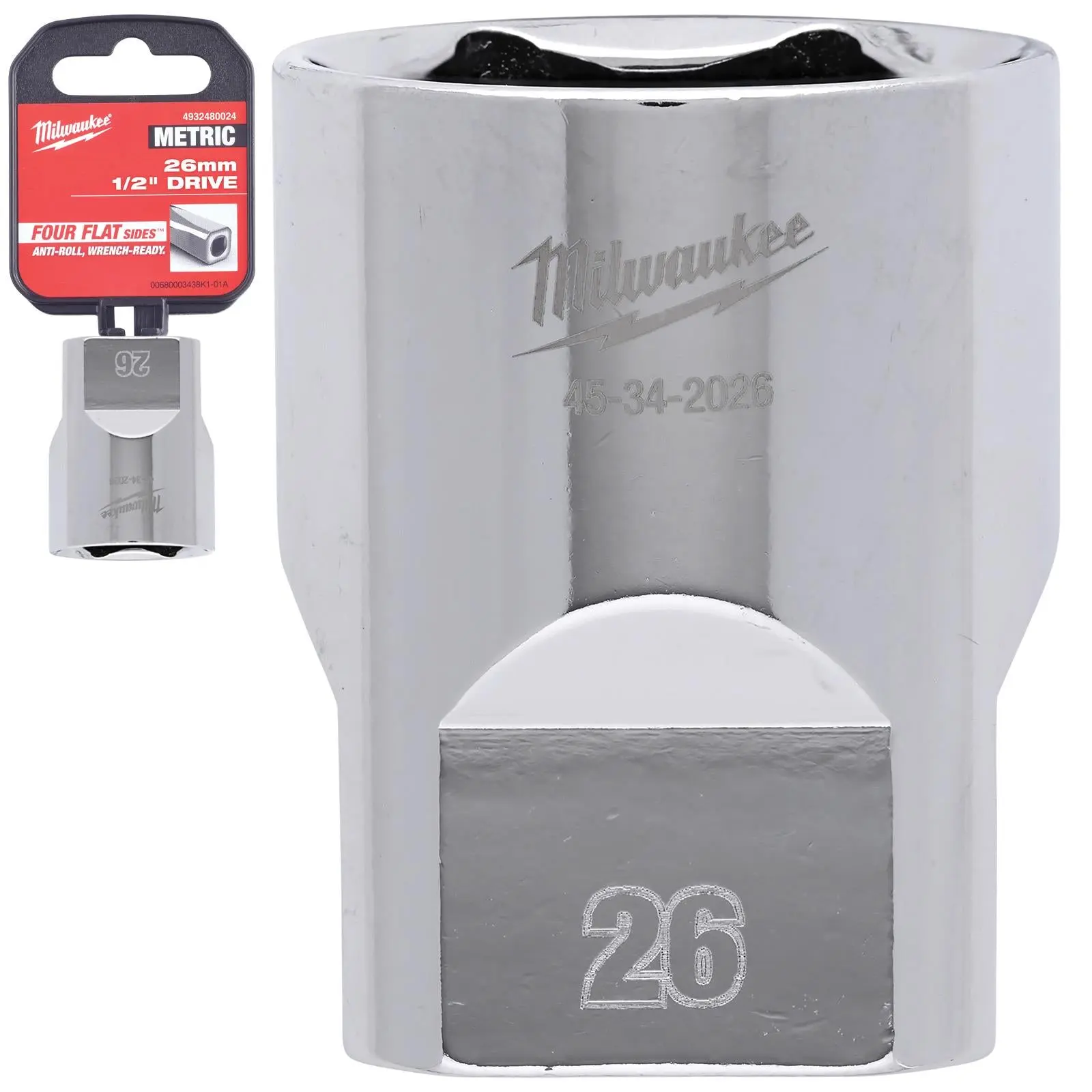 Milwaukee Chrome Socket 1/2" Drive Four Flat Sides Metric Standard 8-36mm Individual - Choose Size - Image 5
