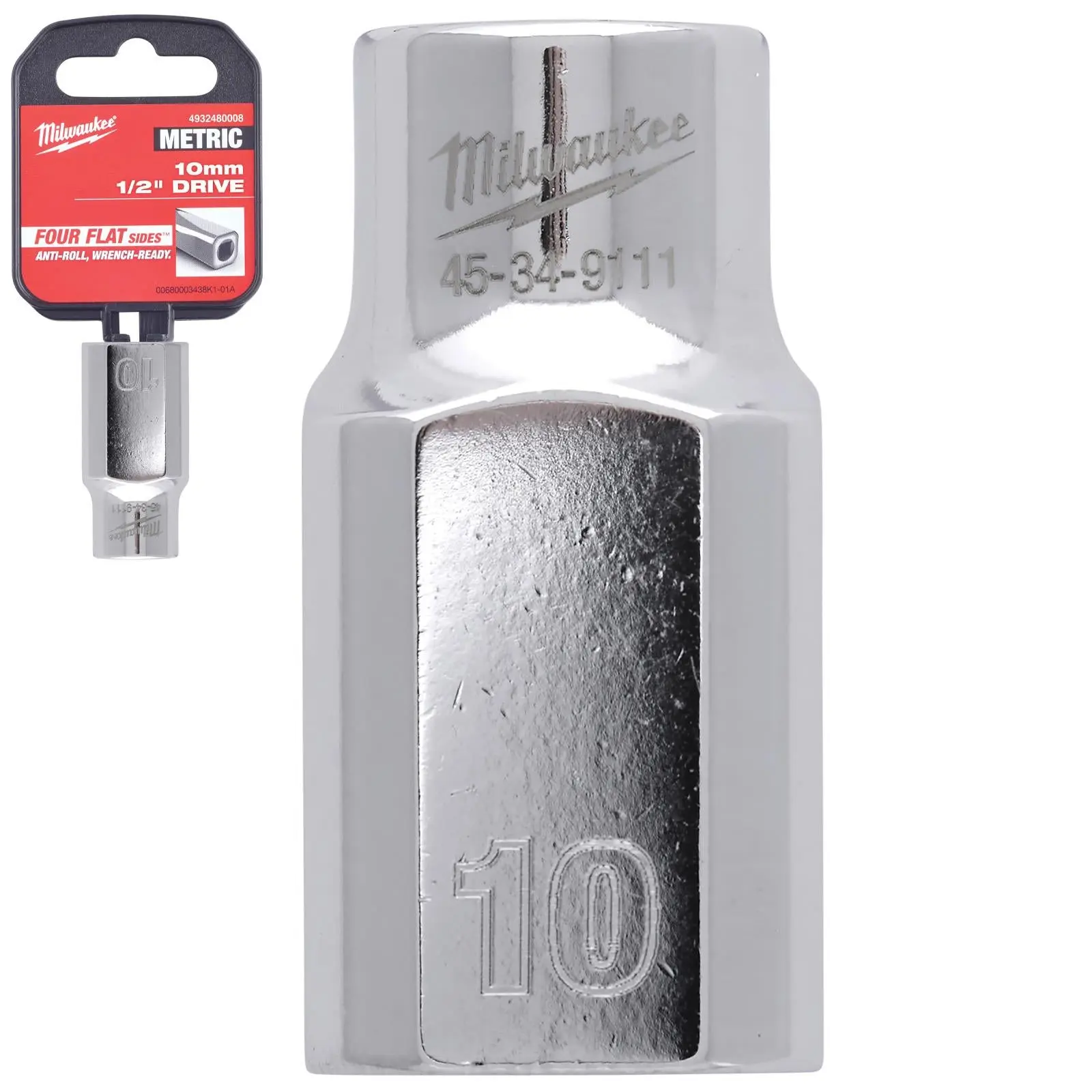 Milwaukee Chrome Socket 1/2" Drive Four Flat Sides Metric Standard 8-36mm Individual - Choose Size - Image 6