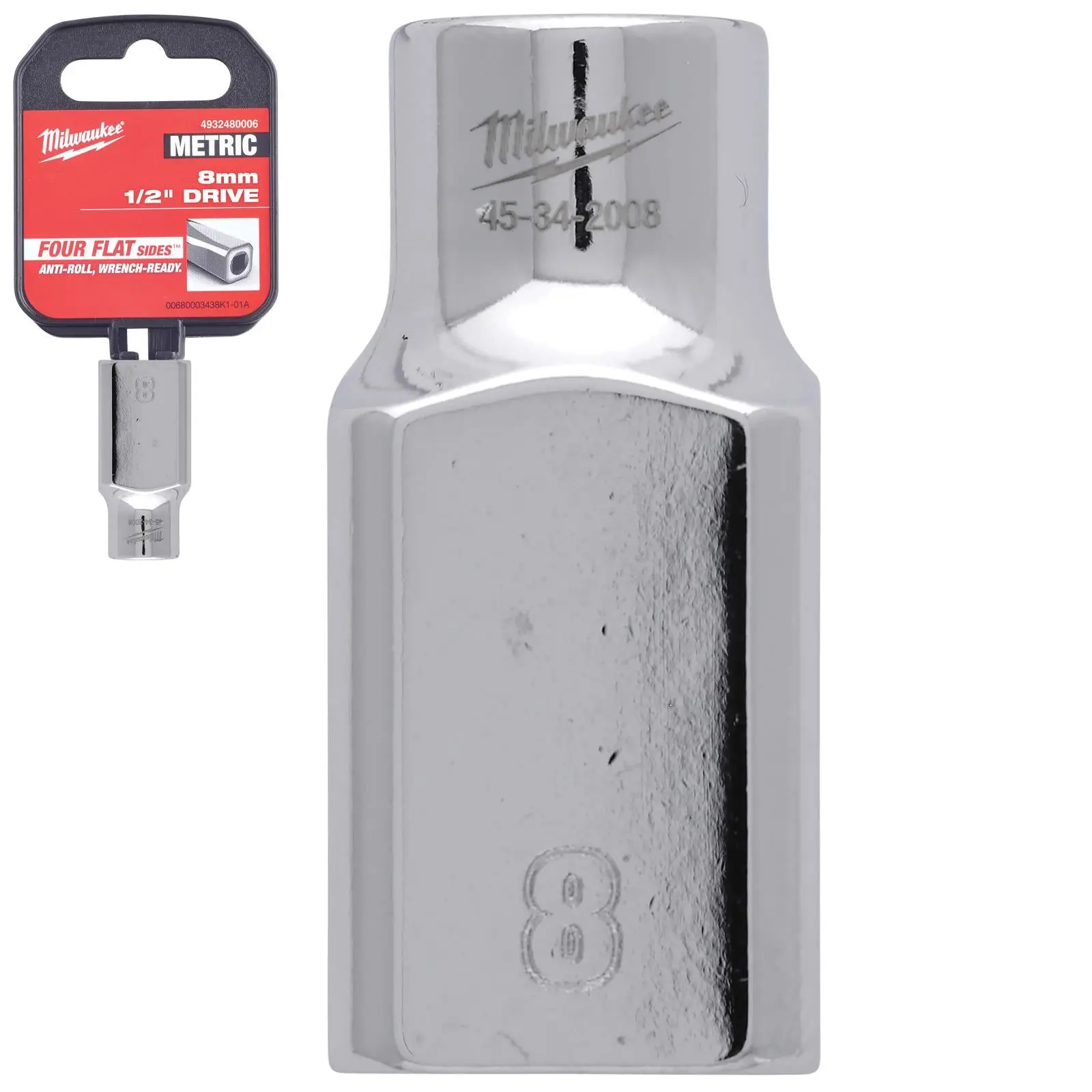 Milwaukee Chrome Socket 1/2" Drive Four Flat Sides Metric Standard 8-36mm Individual - Choose Size - Image 9
