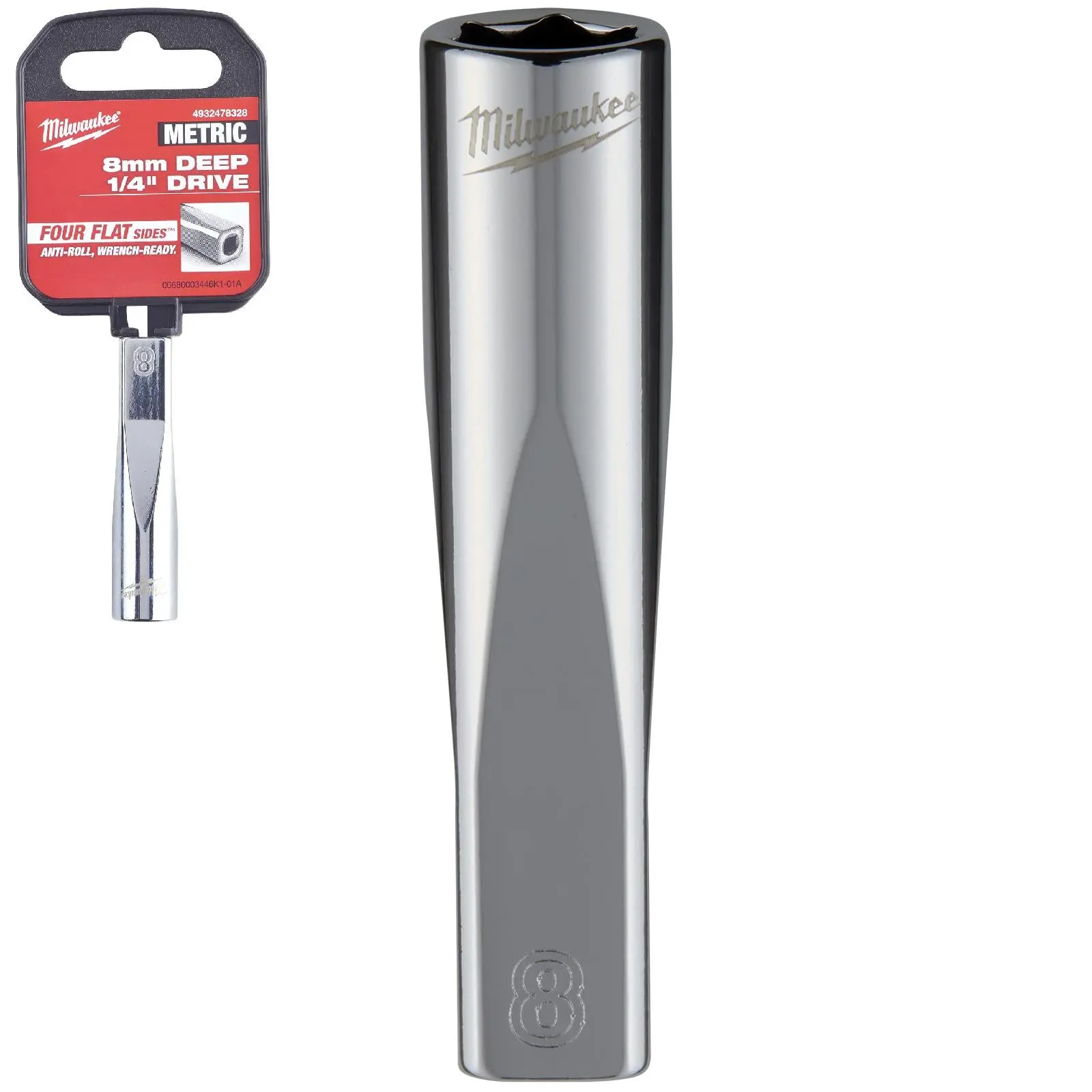Milwaukee Chrome Socket 1/4" Drive Four Flat Sides Metric Deep 4-15mm Individual - Image 34