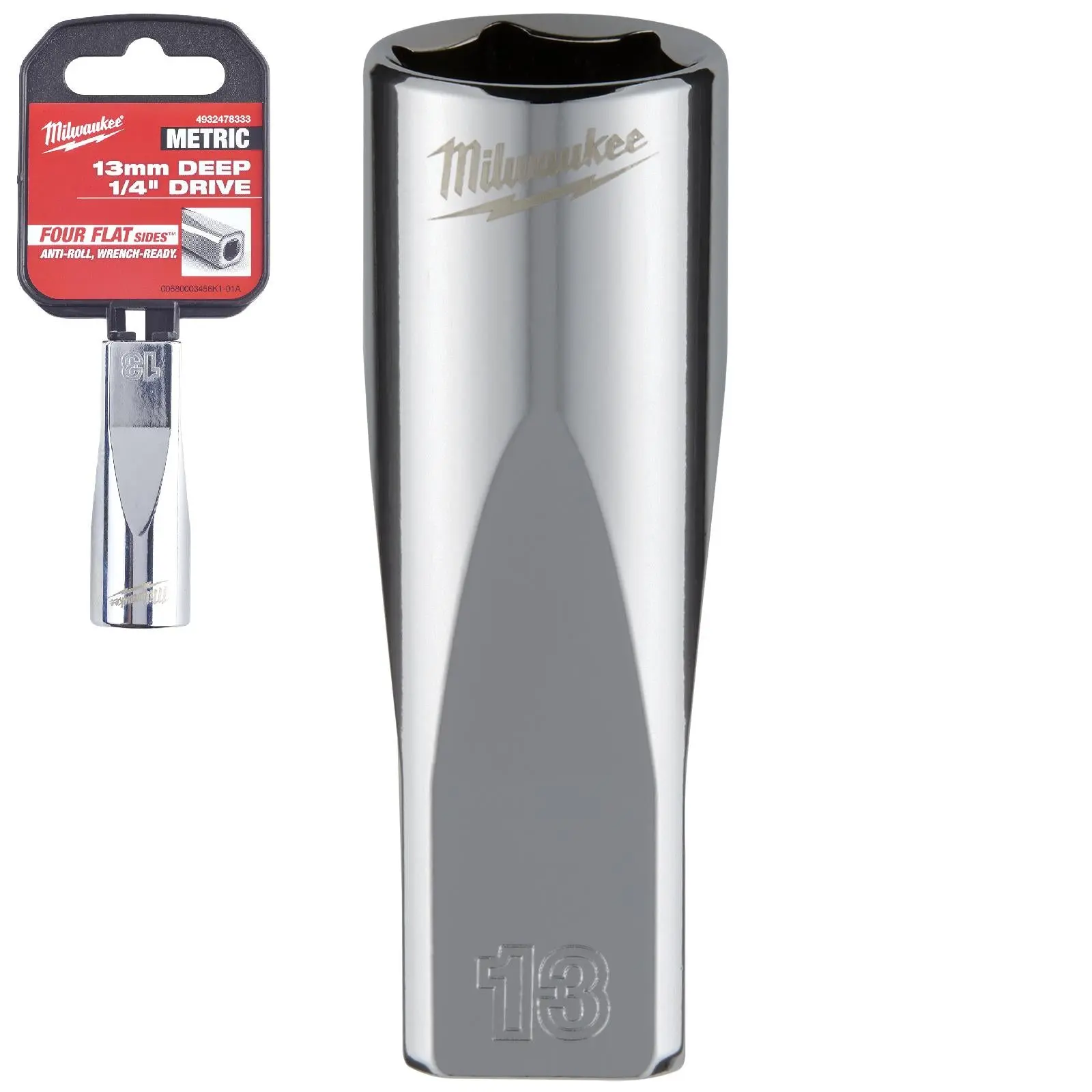Milwaukee Chrome Socket 1/4" Drive Four Flat Sides Metric Deep 4-15mm Individual - Image 4