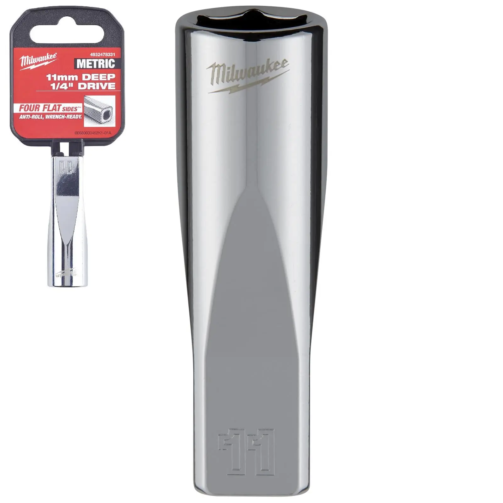 Milwaukee Chrome Socket 1/4" Drive Four Flat Sides Metric Deep 4-15mm Individual - Image 7
