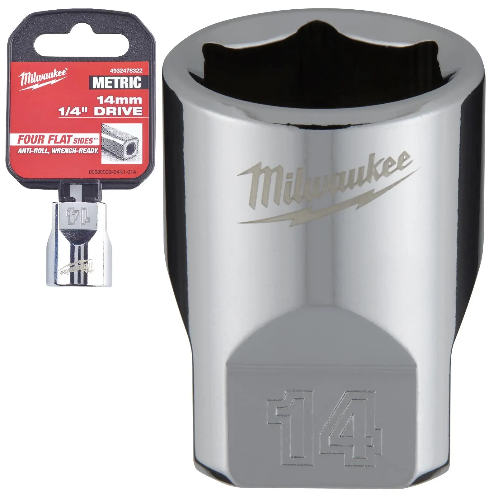 Milwaukee Chrome Socket 1/4" Drive Four Flat Sides Metric Standard 4-15mm Individual - Image 10
