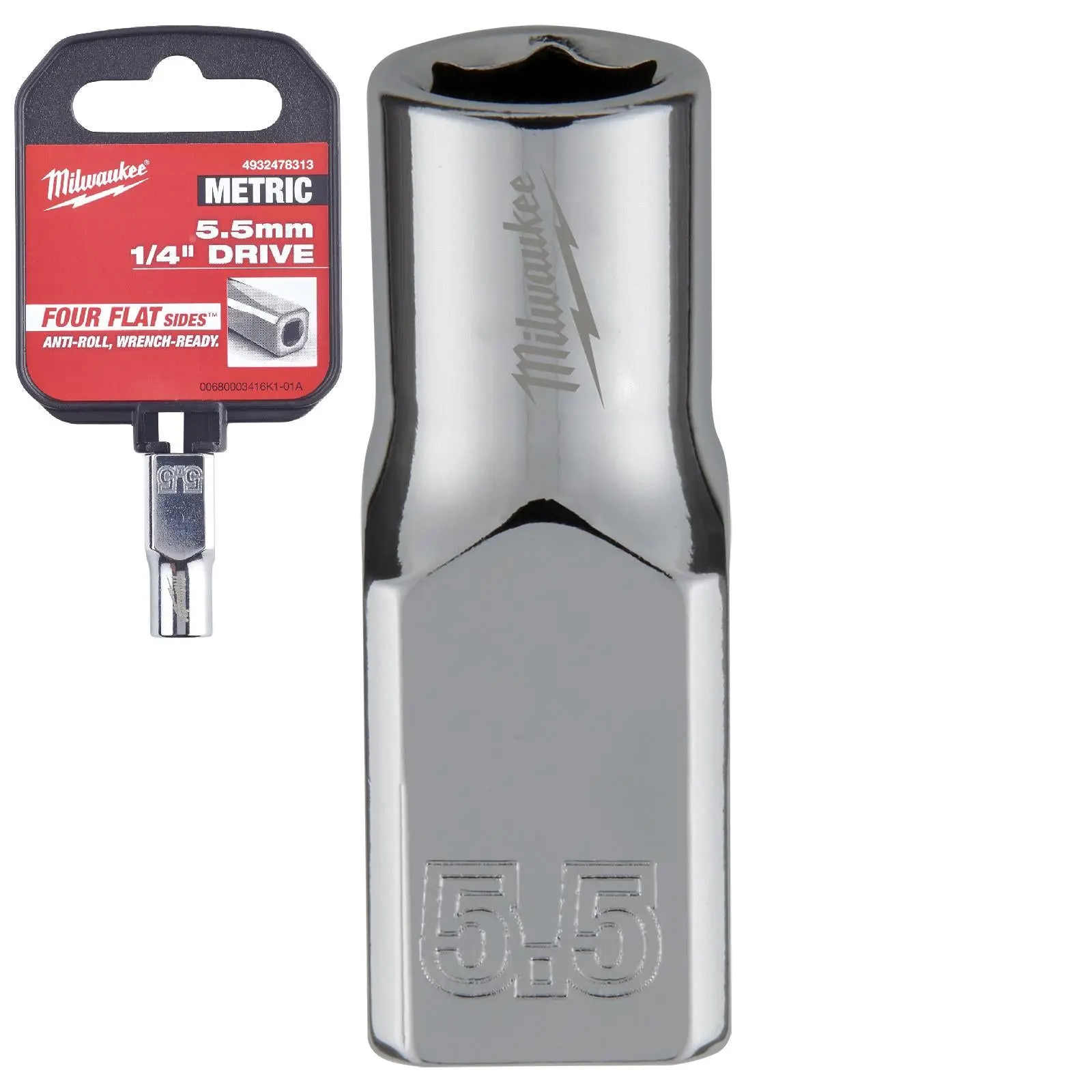 Milwaukee Chrome Socket 1/4" Drive Four Flat Sides Metric Standard 4-15mm Individual - Image 13