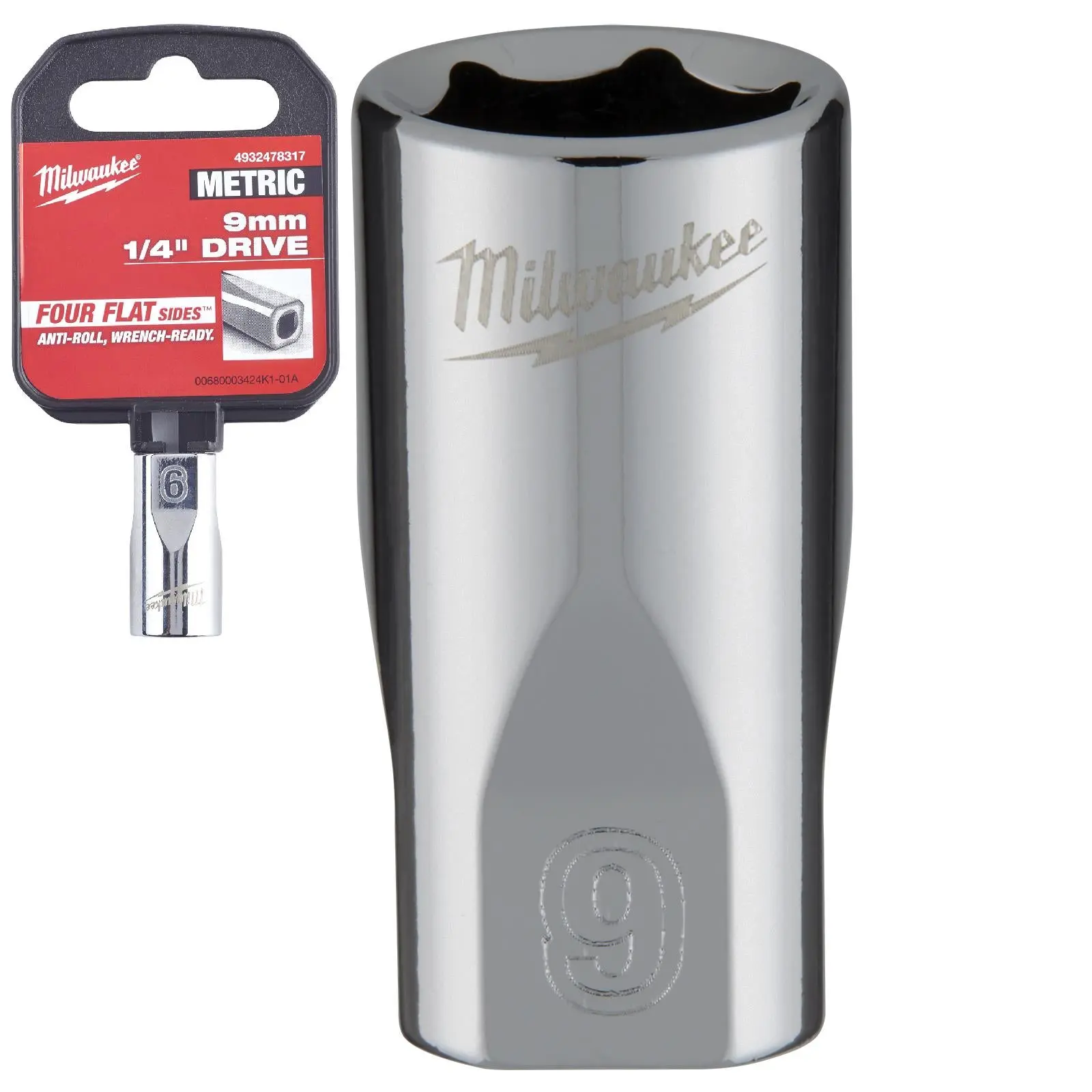 Milwaukee Chrome Socket 1/4" Drive Four Flat Sides Metric Standard 4-15mm Individual - Image 19