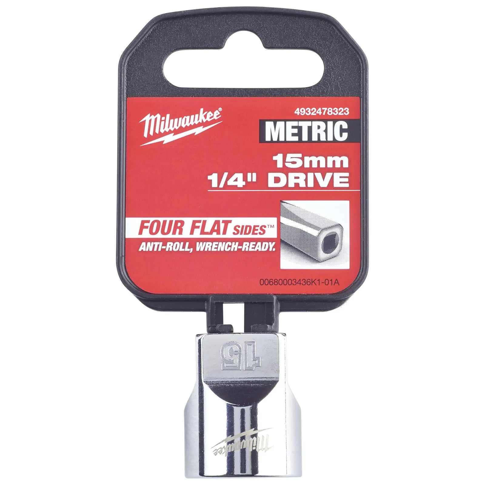 Milwaukee Chrome Socket 1/4" Drive Four Flat Sides Metric Standard 4-15mm Individual - Image 24