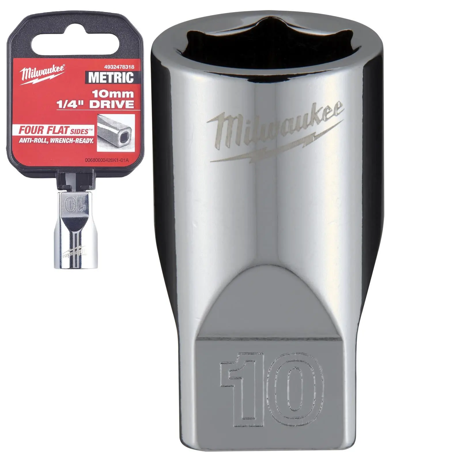 Milwaukee Chrome Socket 1/4" Drive Four Flat Sides Metric Standard 4-15mm Individual - Image 25