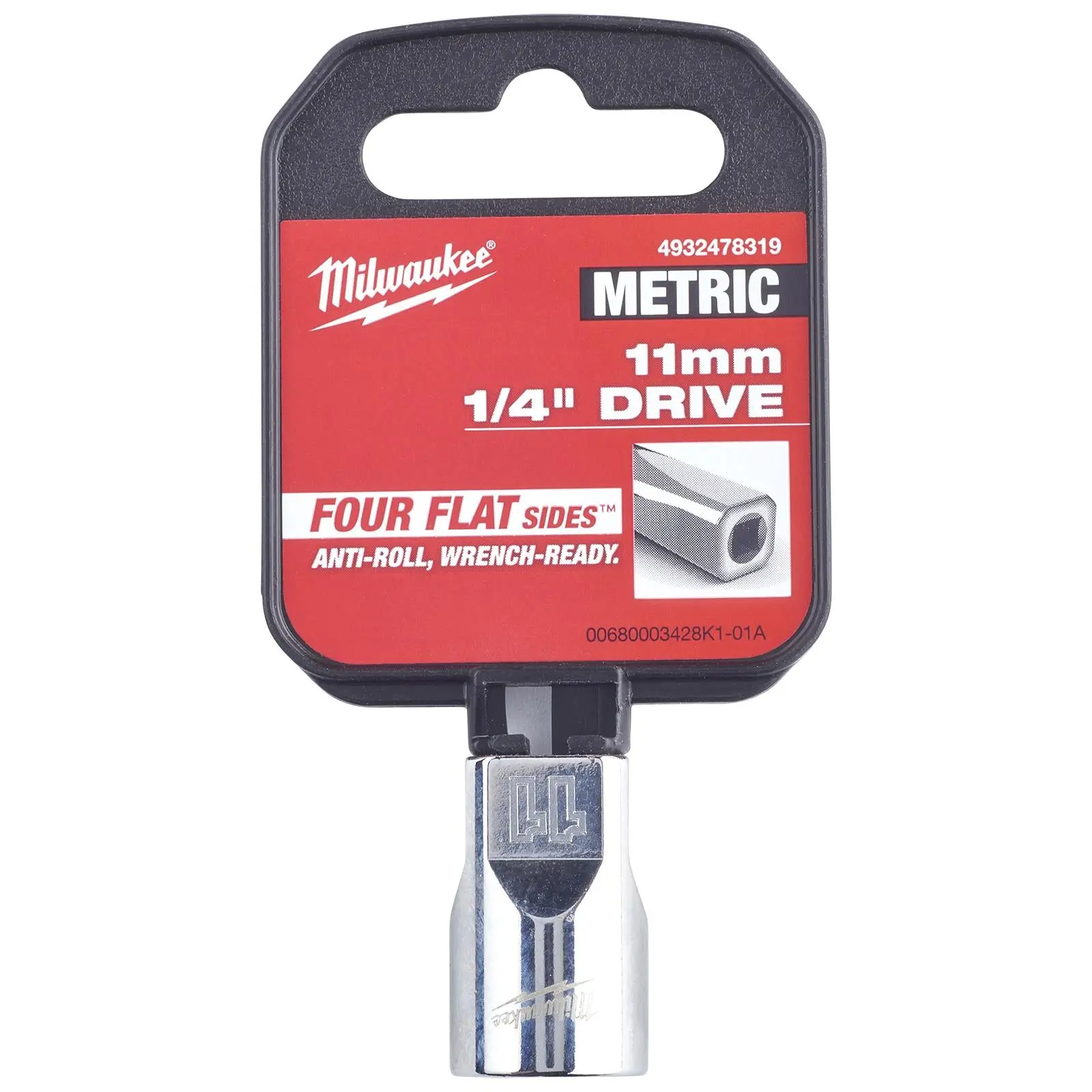 Milwaukee Chrome Socket 1/4" Drive Four Flat Sides Metric Standard 4-15mm Individual - Image 3