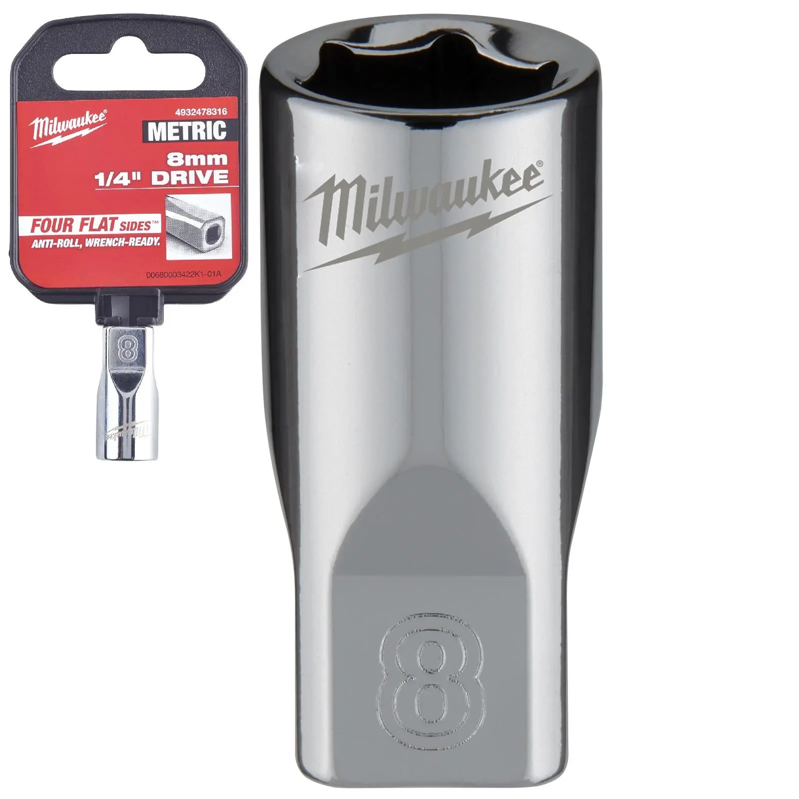 Milwaukee Chrome Socket 1/4" Drive Four Flat Sides Metric Standard 4-15mm Individual - Image 34