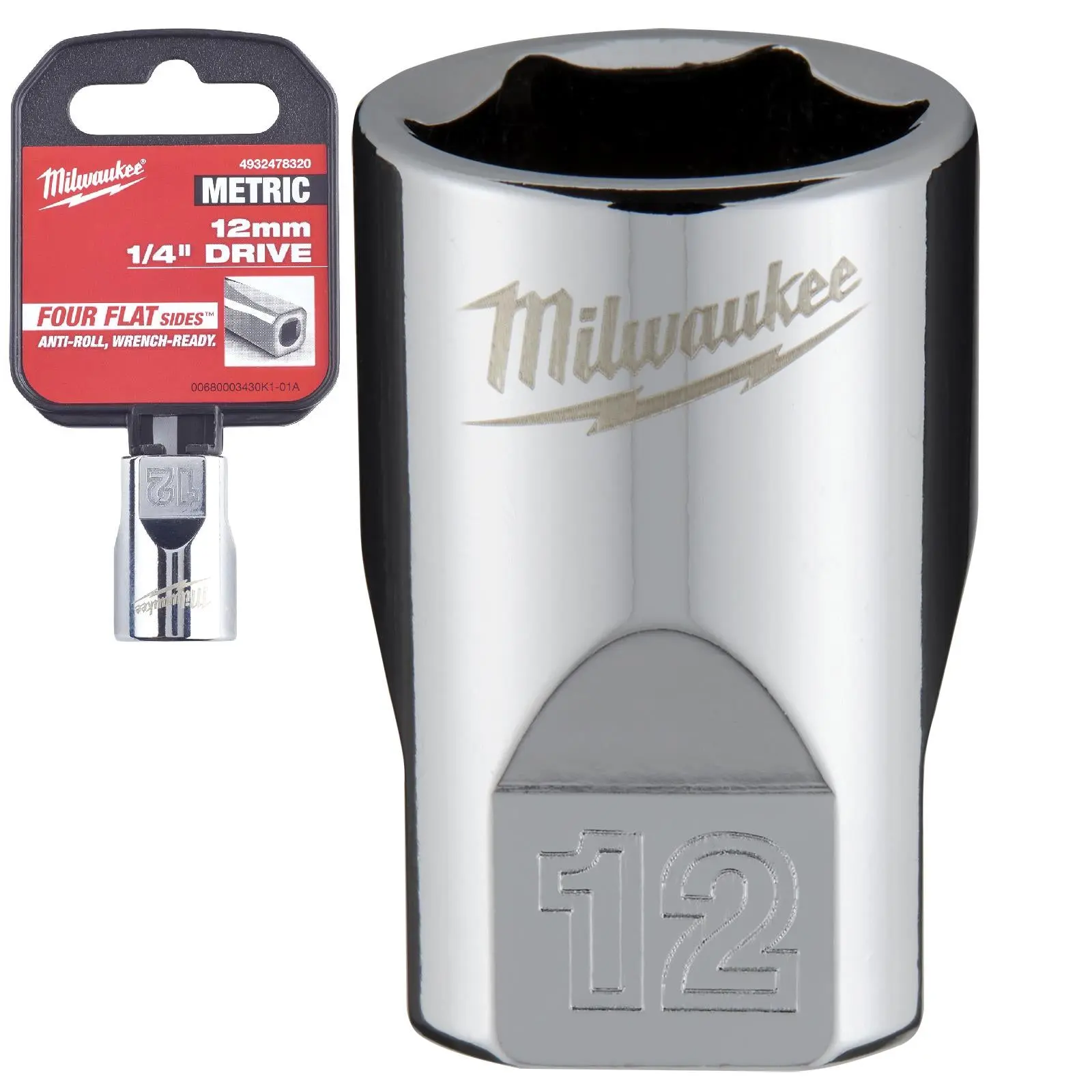 Milwaukee Chrome Socket 1/4" Drive Four Flat Sides Metric Standard 4-15mm Individual - Image 40