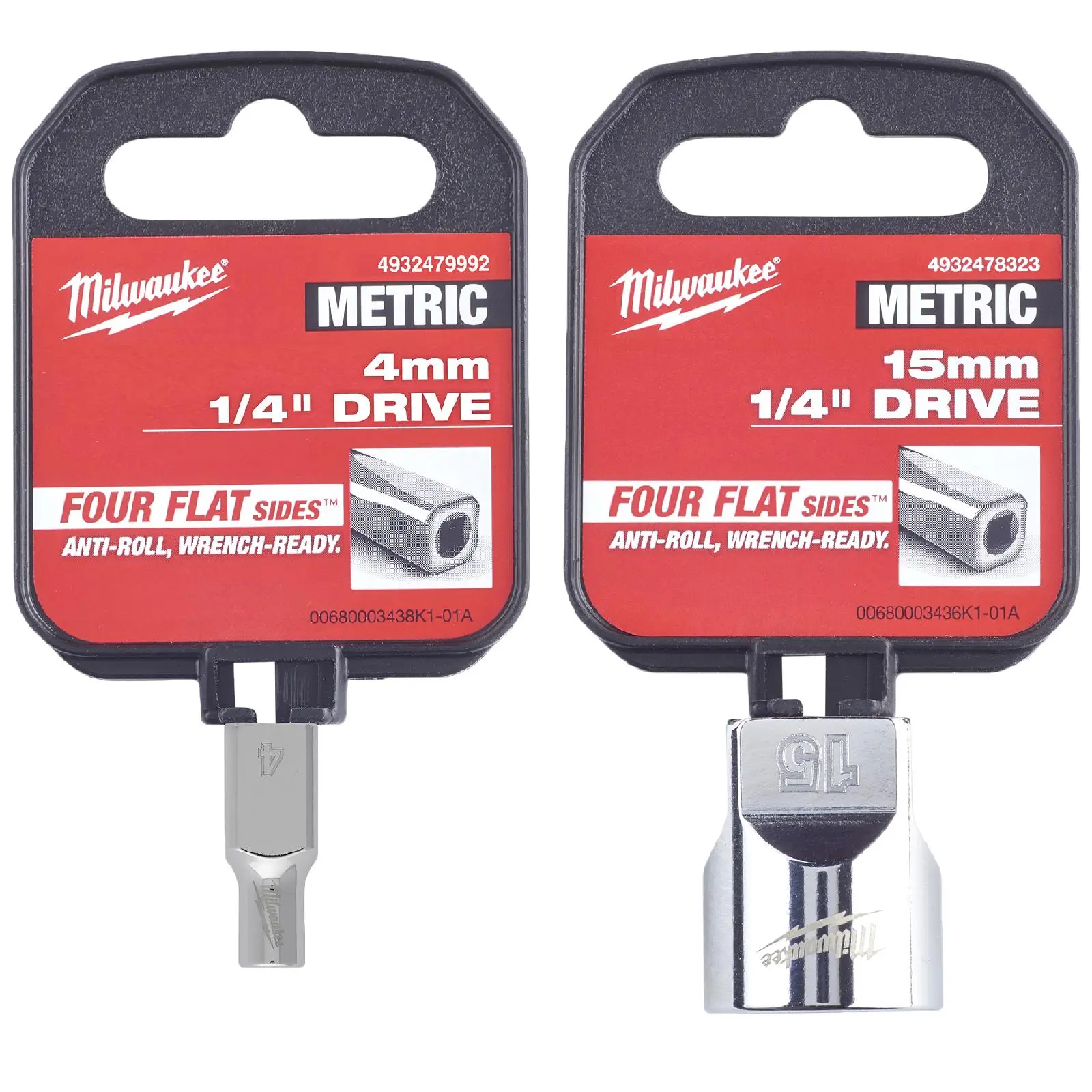 Milwaukee Chrome Socket 1/4" Drive Four Flat Sides Metric Standard 4-15mm Individual - Image 43