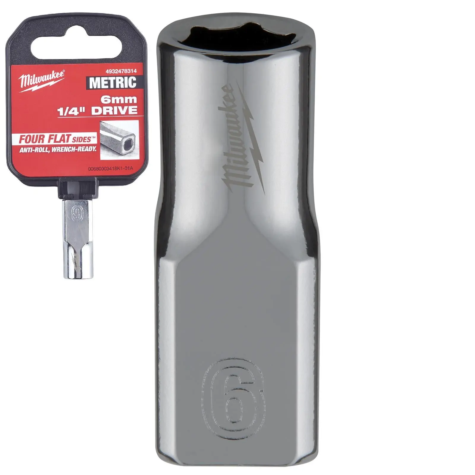 Milwaukee Chrome Socket 1/4" Drive Four Flat Sides Metric Standard 4-15mm Individual - Image 7
