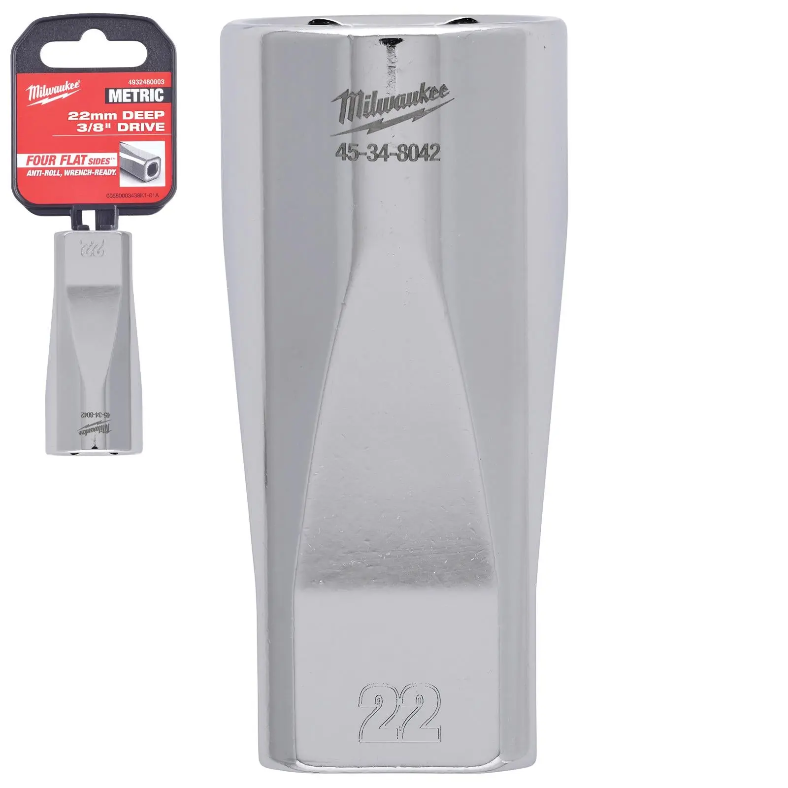 Milwaukee Chrome Socket 3/8" Drive Four Flat Sides Metric Deep 6-24mm Individual - Choose Size - Image 11