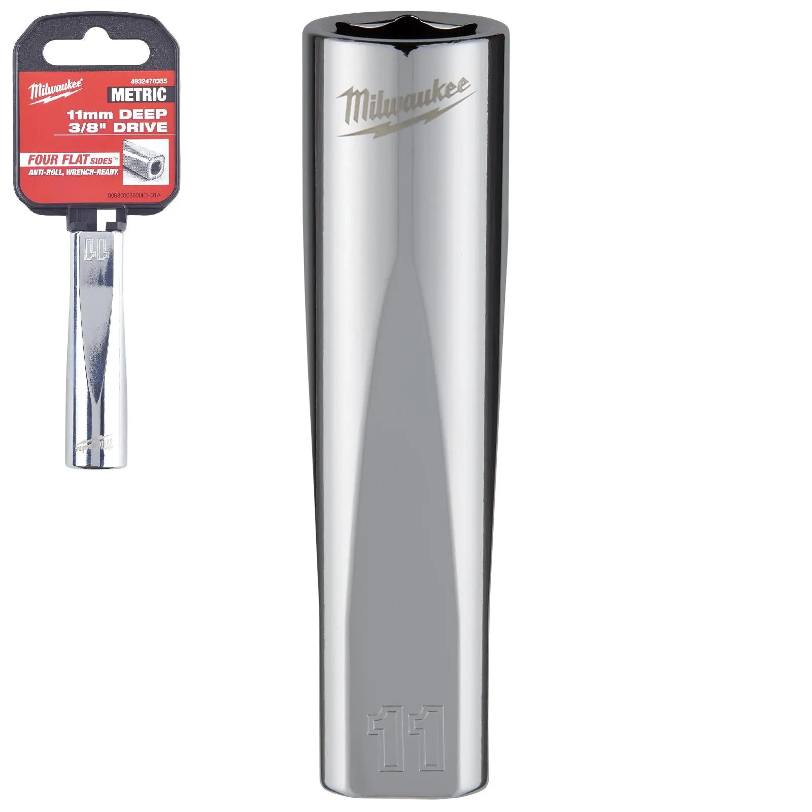 Milwaukee Chrome Socket 3/8" Drive Four Flat Sides Metric Deep 6-24mm Individual - Choose Size - Image 4