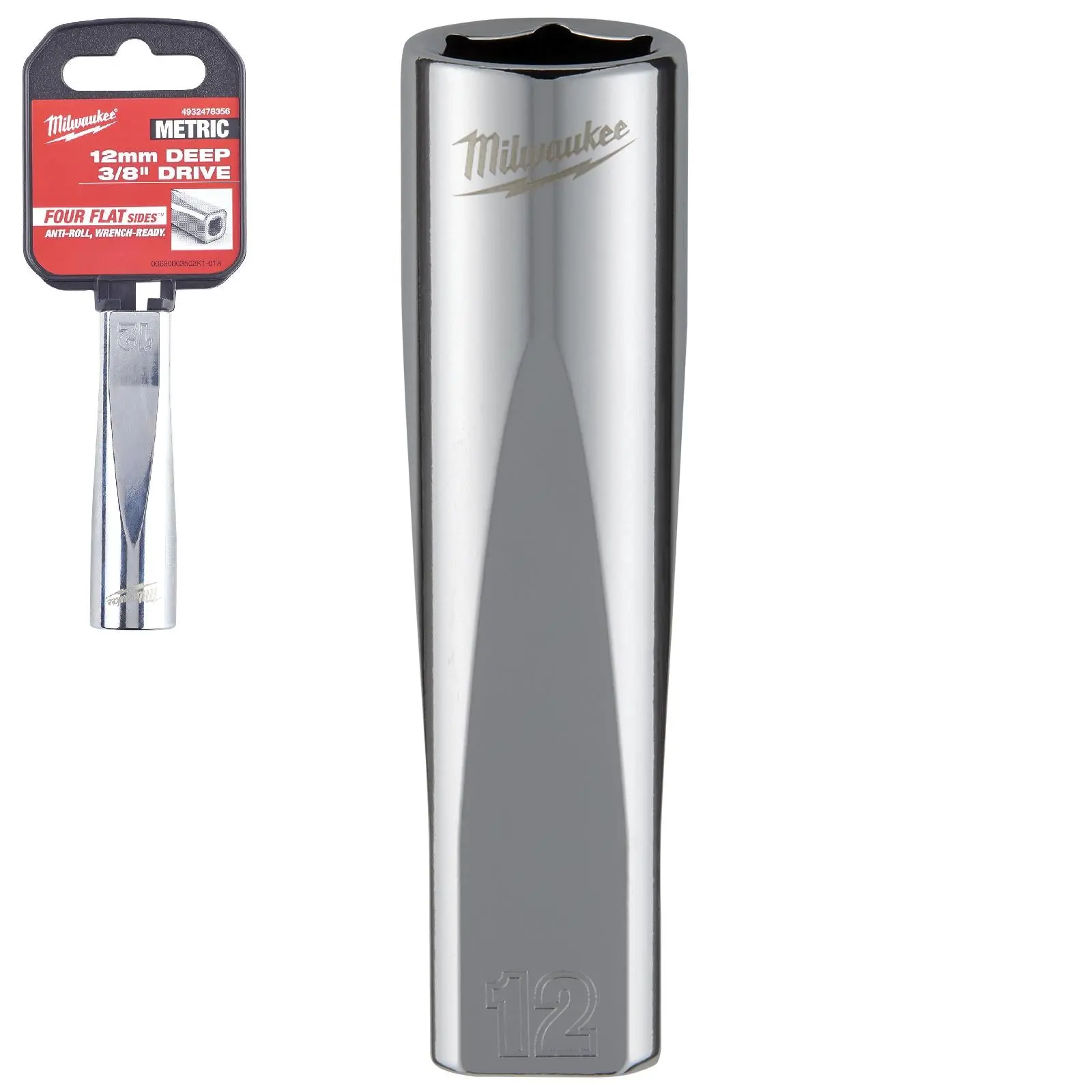 Milwaukee Chrome Socket 3/8" Drive Four Flat Sides Metric Deep 6-24mm Individual - Choose Size - Image 5