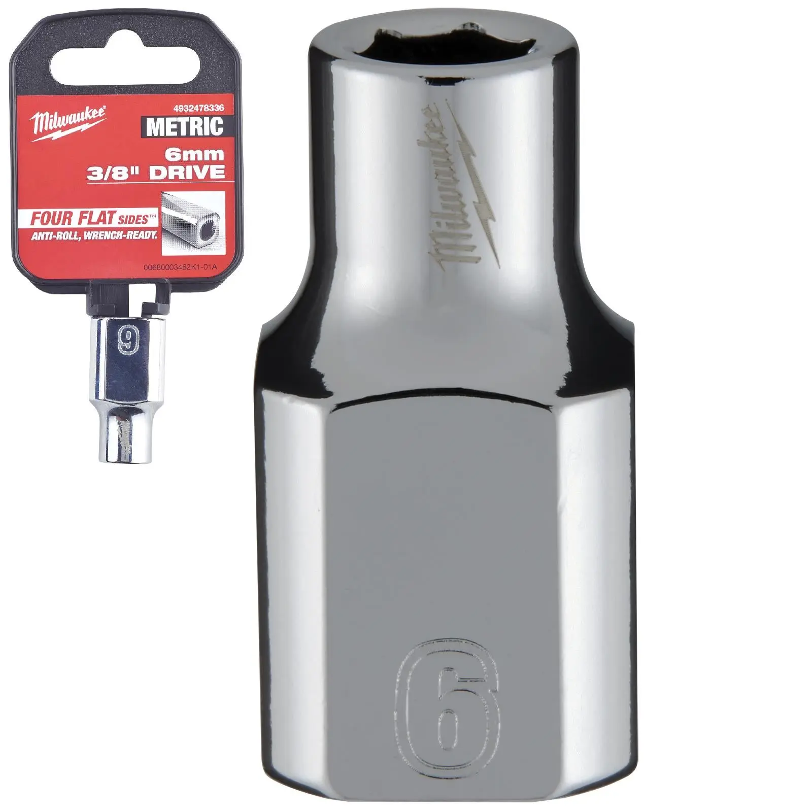 Milwaukee Chrome Socket 3/8" Drive Four Flat Sides Metric Standard 6-24mm Individual - Image 4