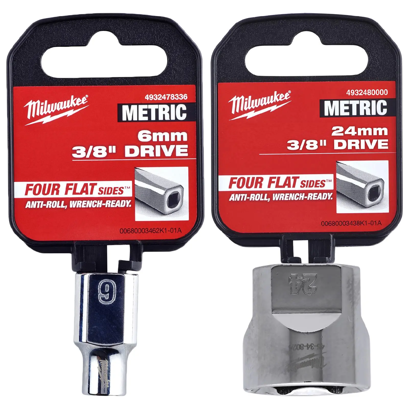 Milwaukee Chrome Socket 3/8" Drive Four Flat Sides Metric Standard 6-24mm Individual - Image 58