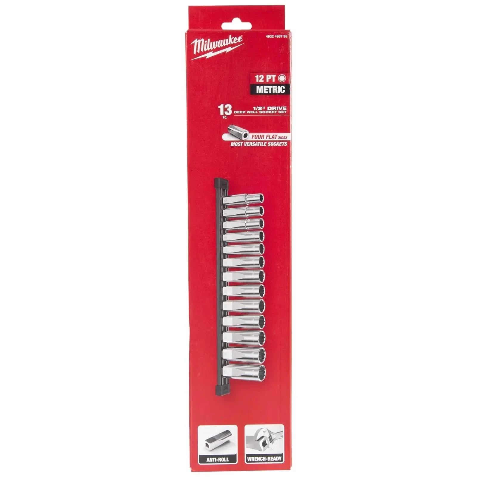 Milwaukee Deep Socket Set 12 Point 1/2" Drive 13 Piece on Socket Rail 12-24mm - Image 3