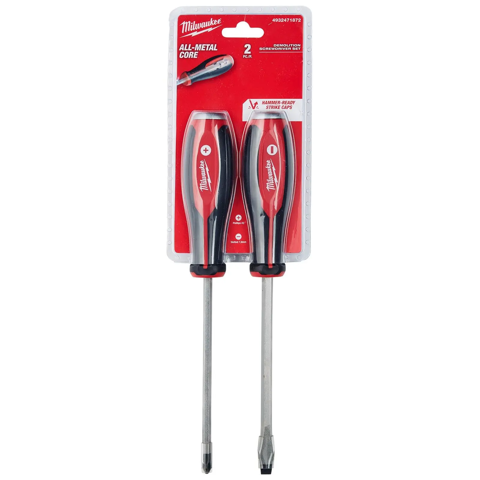 Milwaukee Demolition Screwdriver Set Tri-lobe 2 Piece Hammer Thru Striking Cap - Image 3