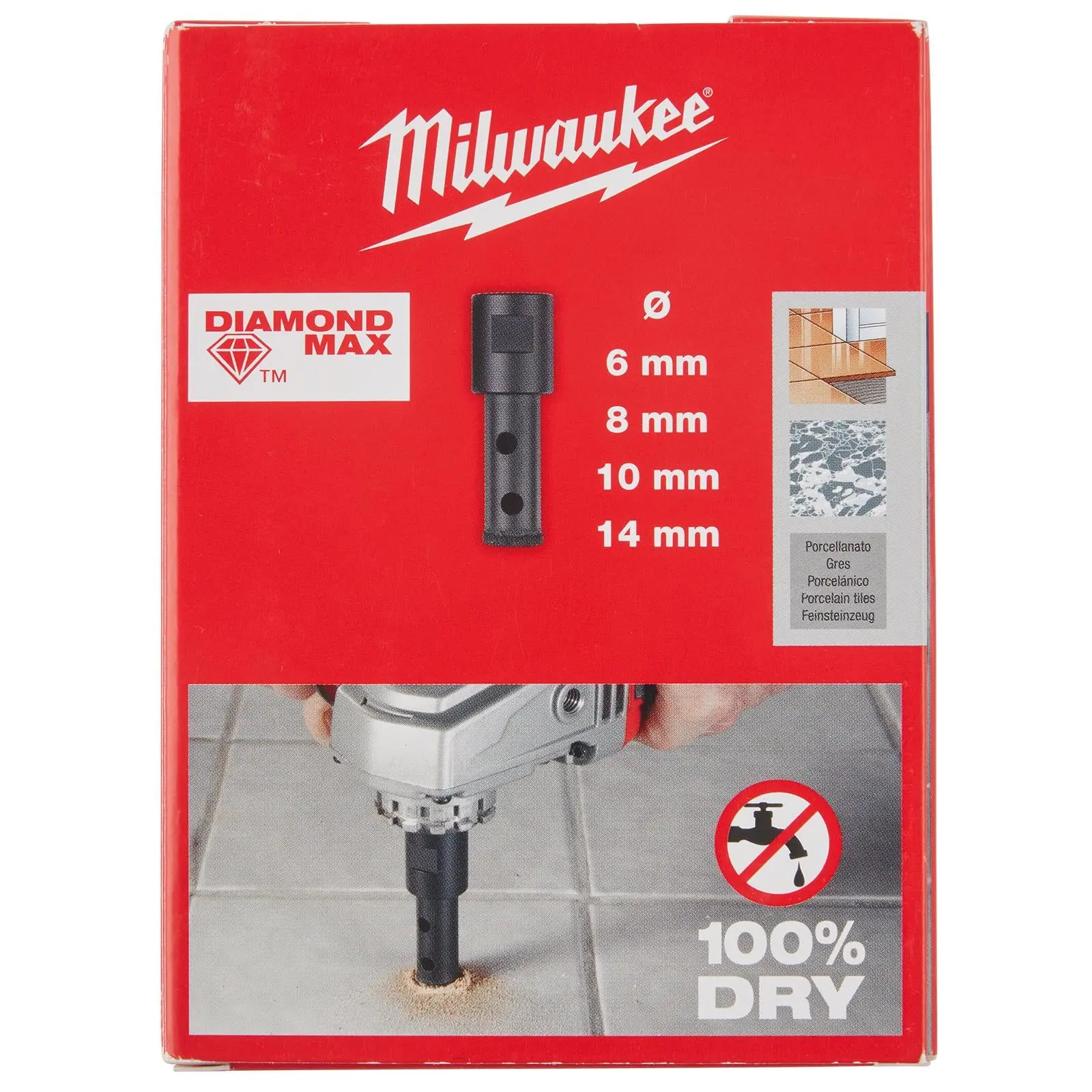 Milwaukee Diamond Drill Bit Set DIAMOND MAX M14 4 Piece Kit 6-14mm - Image 4