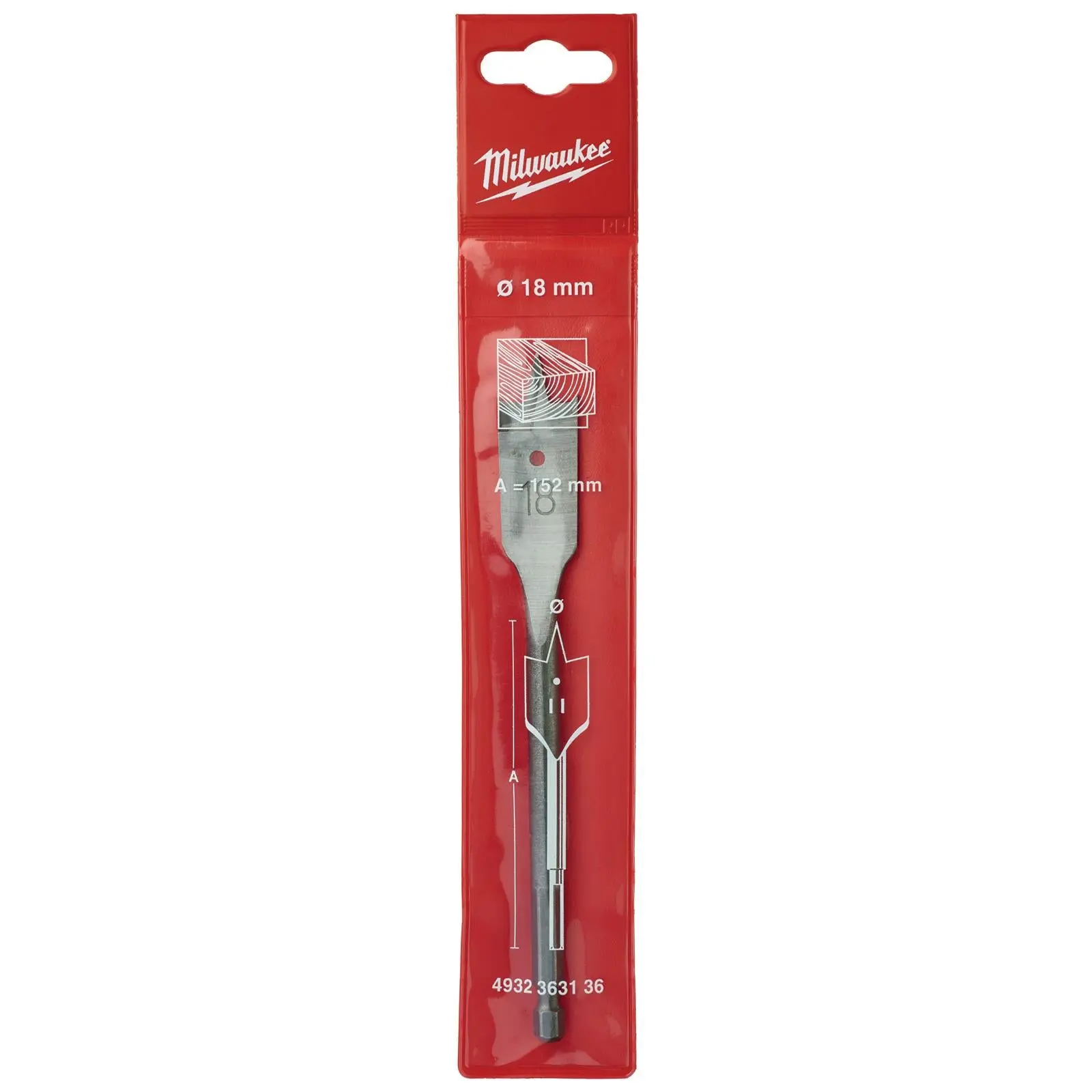 Milwaukee Flat Wood Boring Drill Bits 152mm Length 1/4" Hex Shank - Image 20