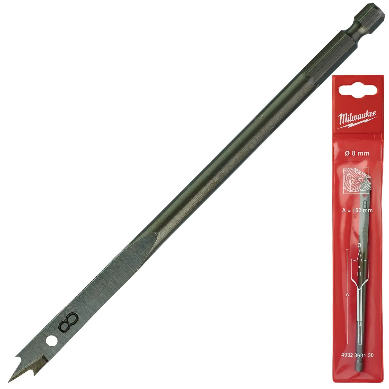 Milwaukee Flat Wood Boring Drill Bits 152mm Length 1/4" Hex Shank - Image 22