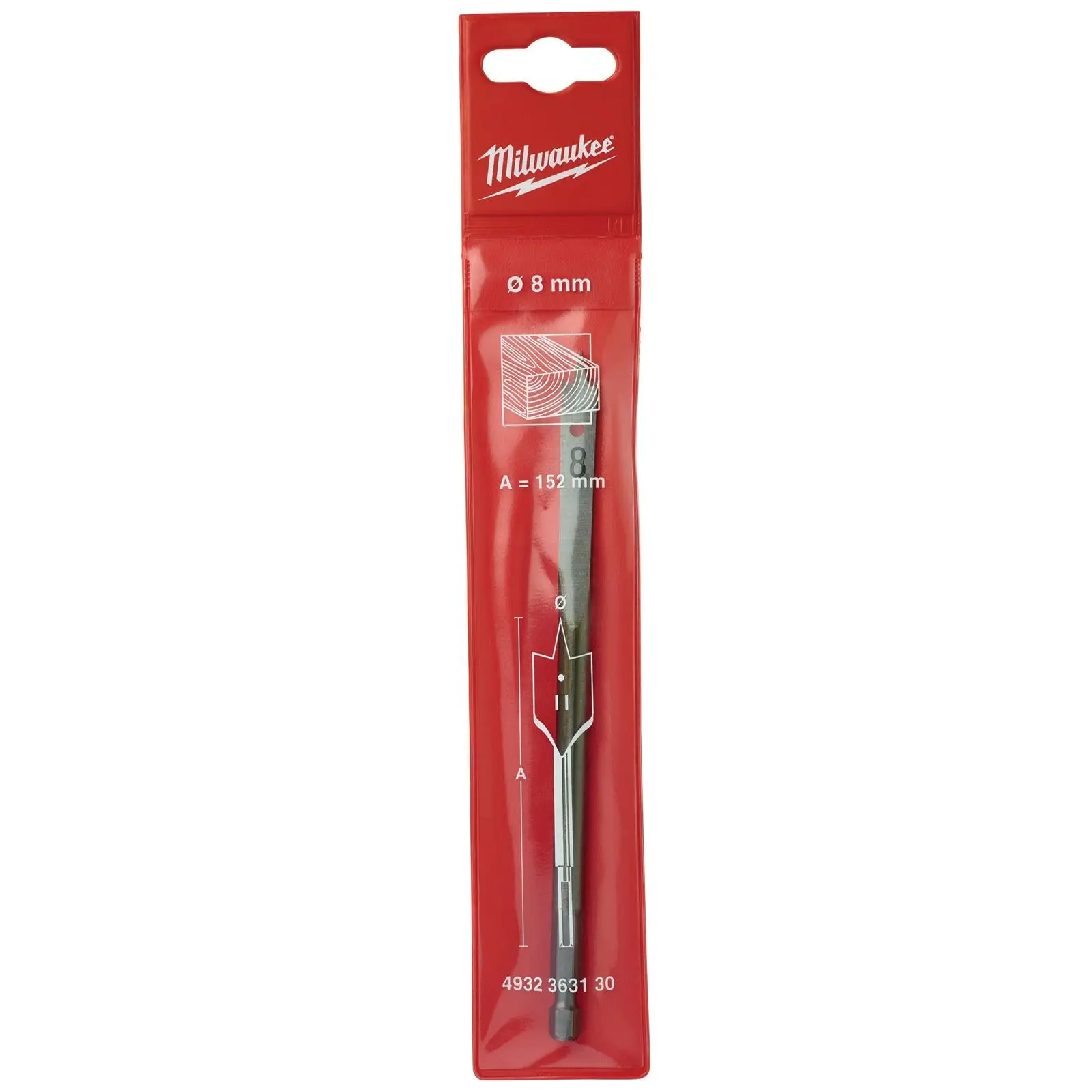 Milwaukee Flat Wood Boring Drill Bits 152mm Length 1/4" Hex Shank - Image 23