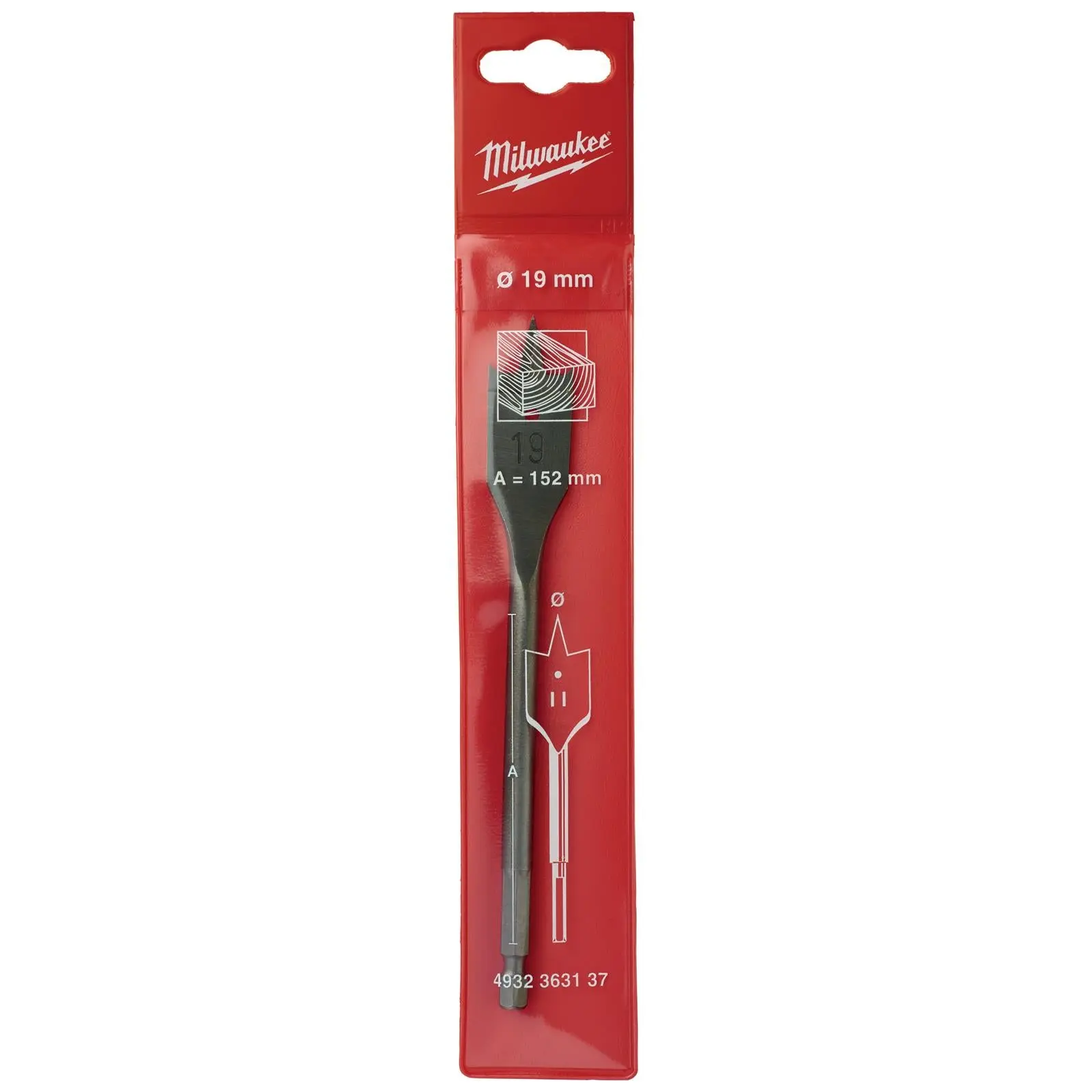Milwaukee Flat Wood Boring Drill Bits 152mm Length 1/4" Hex Shank - Image 28