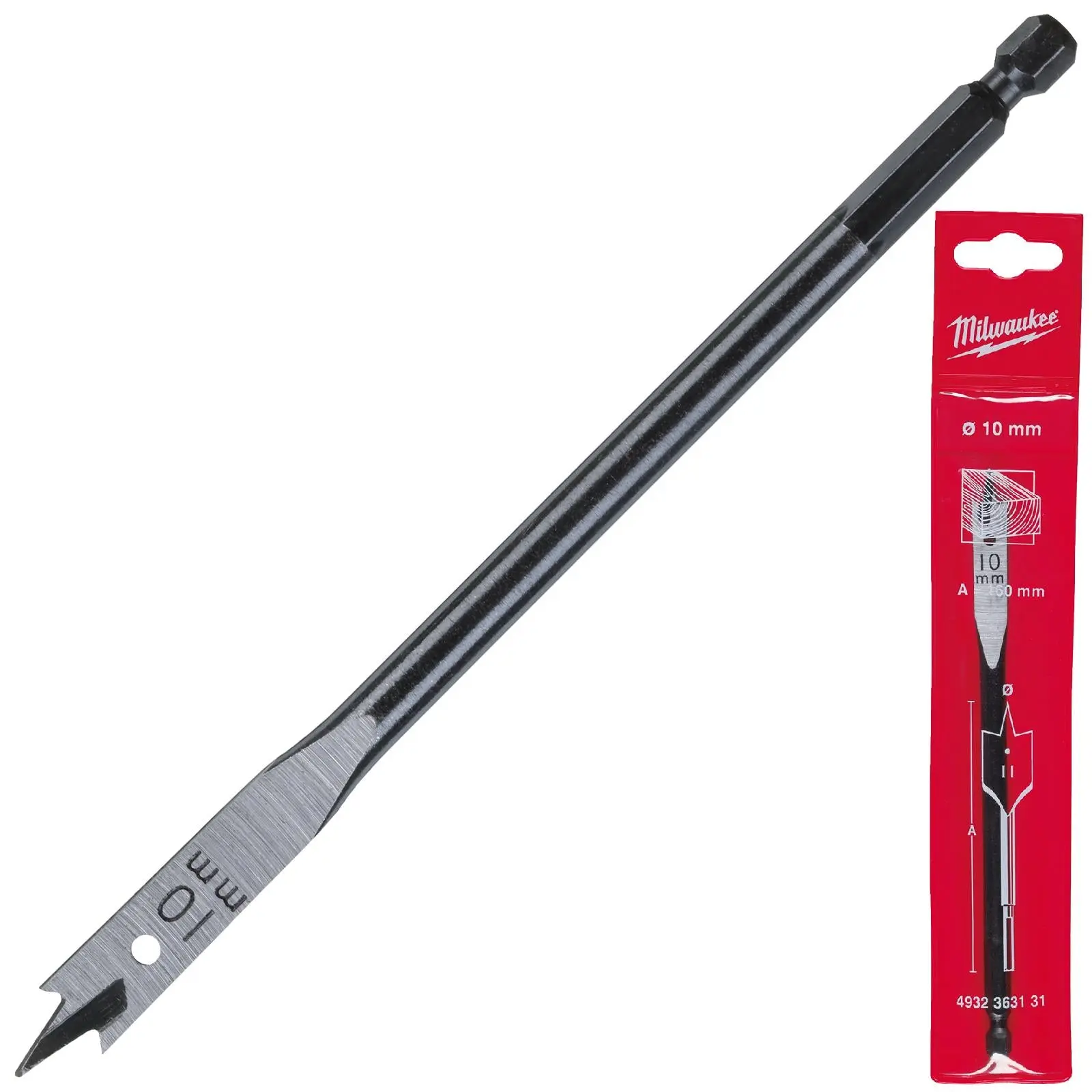 Milwaukee Flat Wood Boring Drill Bits 152mm Length 1/4" Hex Shank - Image 30