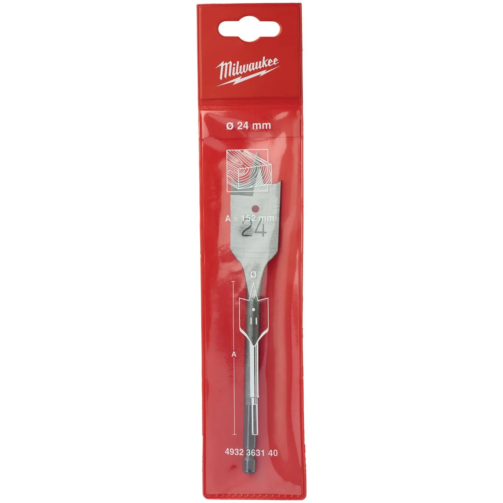Milwaukee Flat Wood Boring Drill Bits 152mm Length 1/4" Hex Shank - Image 37