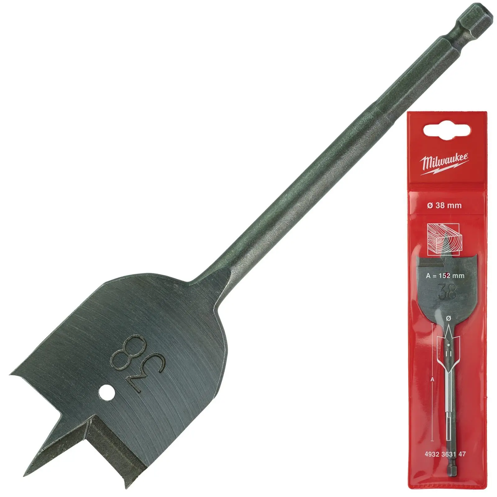 Milwaukee Flat Wood Boring Drill Bits 152mm Length 1/4" Hex Shank - Image 4