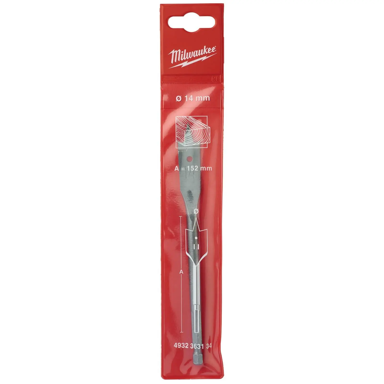 Milwaukee Flat Wood Boring Drill Bits 152mm Length 1/4" Hex Shank - Image 40