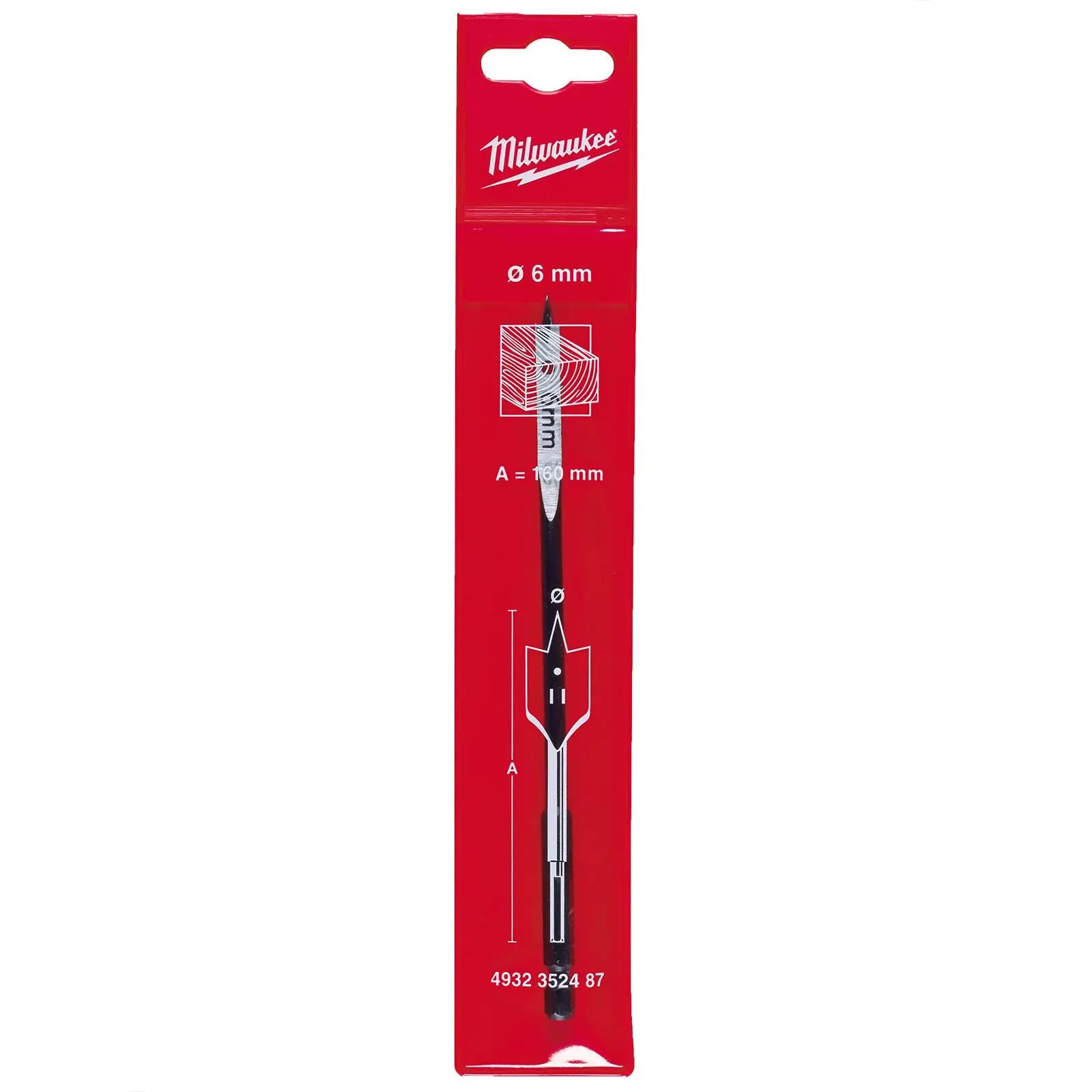 Milwaukee Flat Wood Boring Drill Bits 152mm Length 1/4" Hex Shank - Image 46
