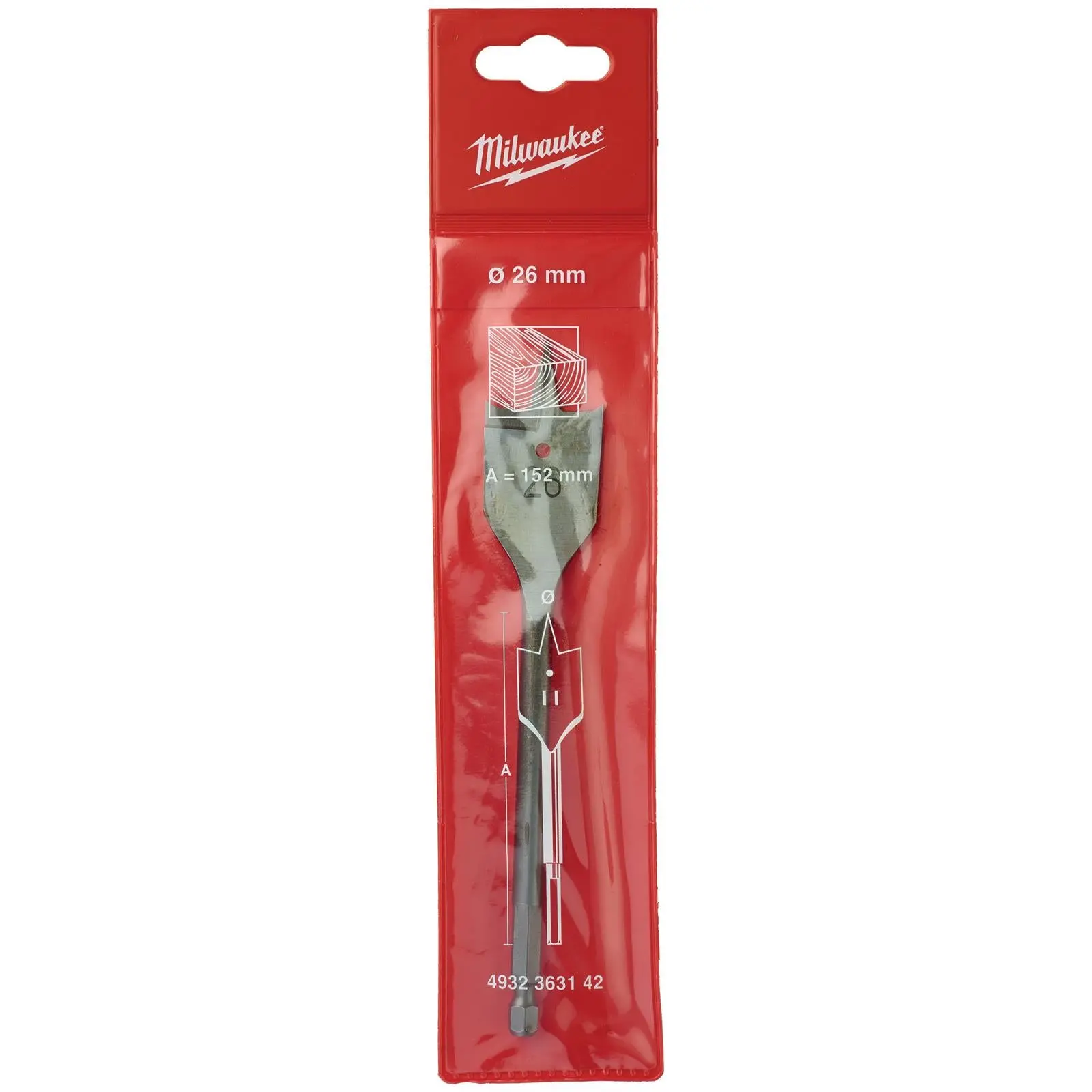 Milwaukee Flat Wood Boring Drill Bits 152mm Length 1/4" Hex Shank - Image 49