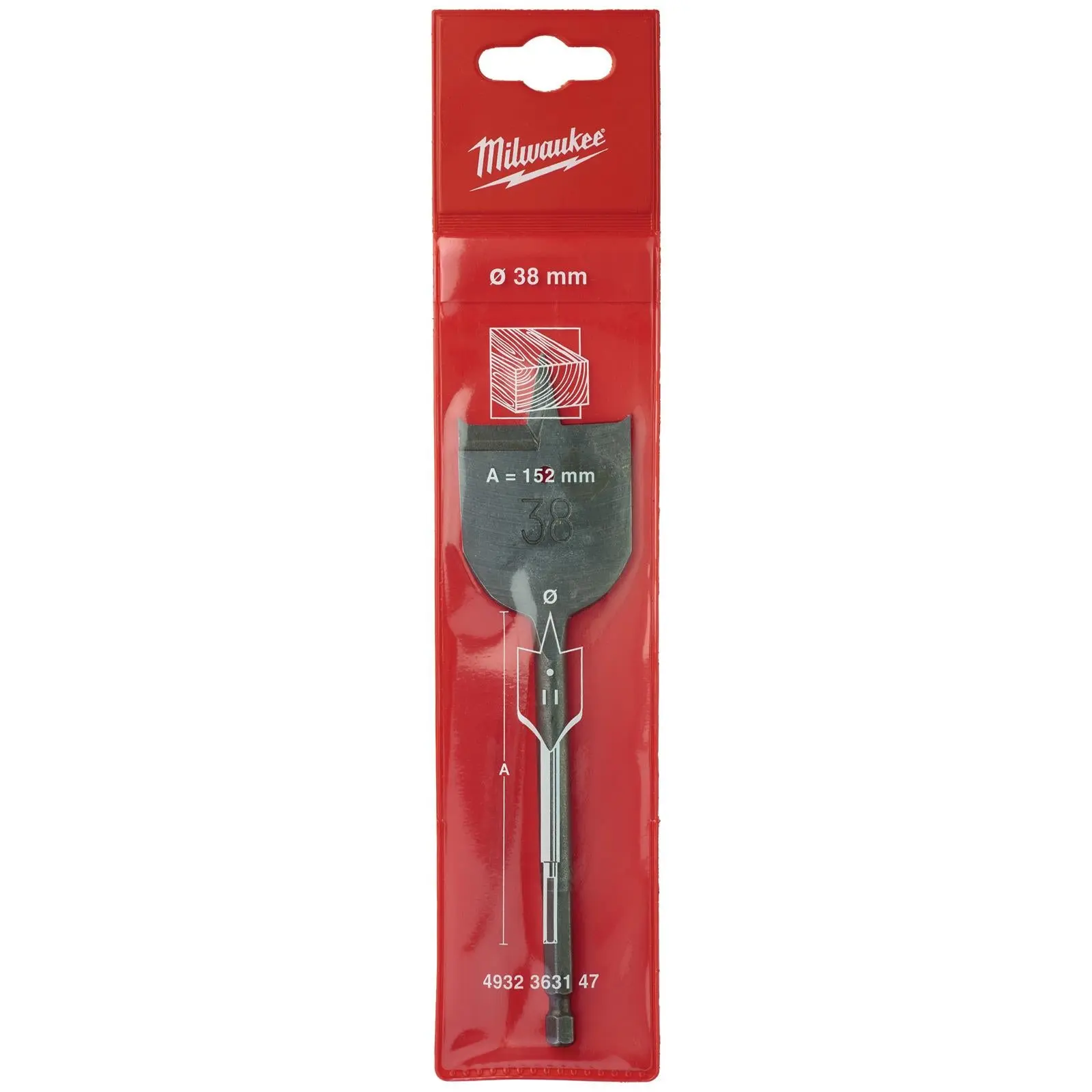 Milwaukee Flat Wood Boring Drill Bits 152mm Length 1/4" Hex Shank - Image 5