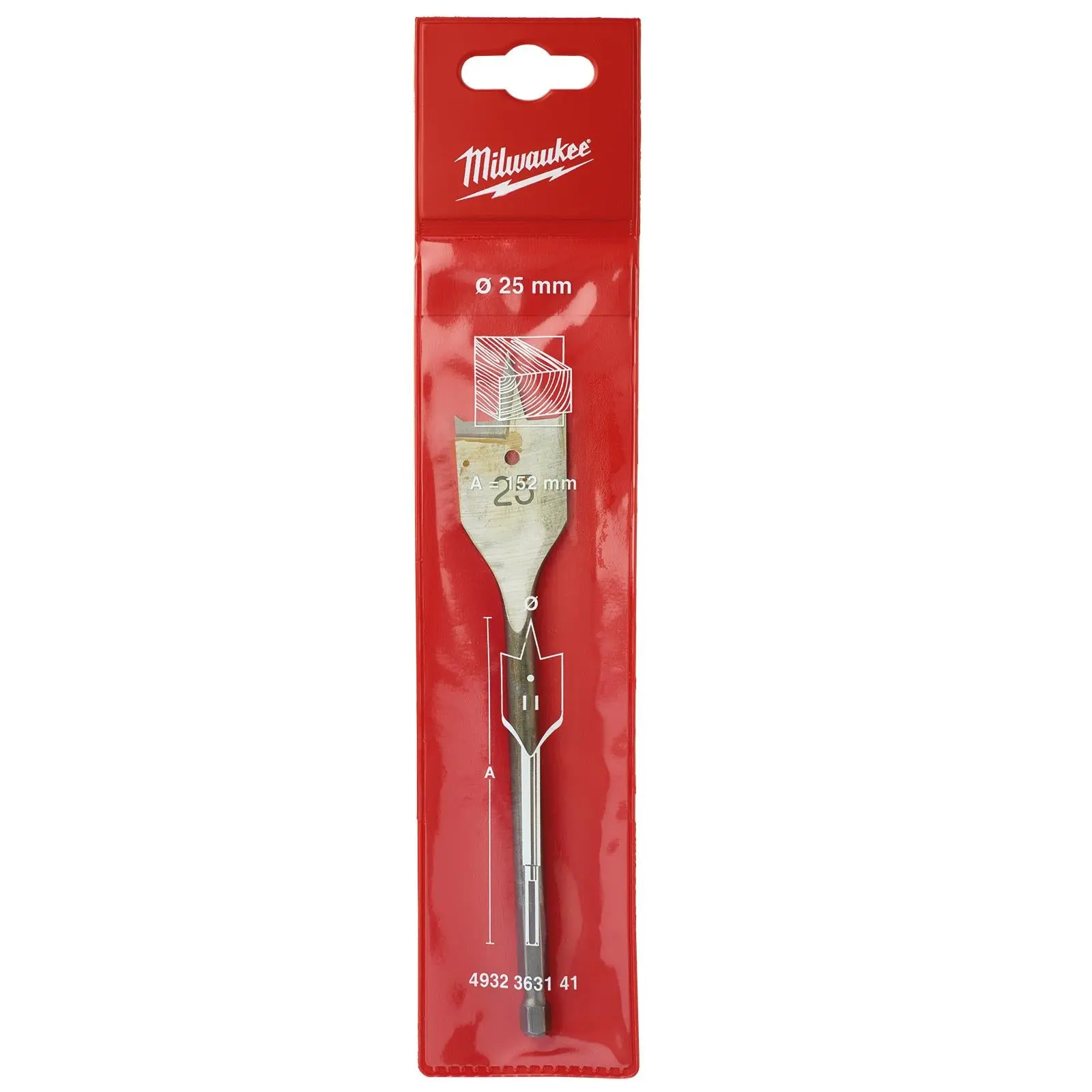 Milwaukee Flat Wood Boring Drill Bits 152mm Length 1/4" Hex Shank - Image 55