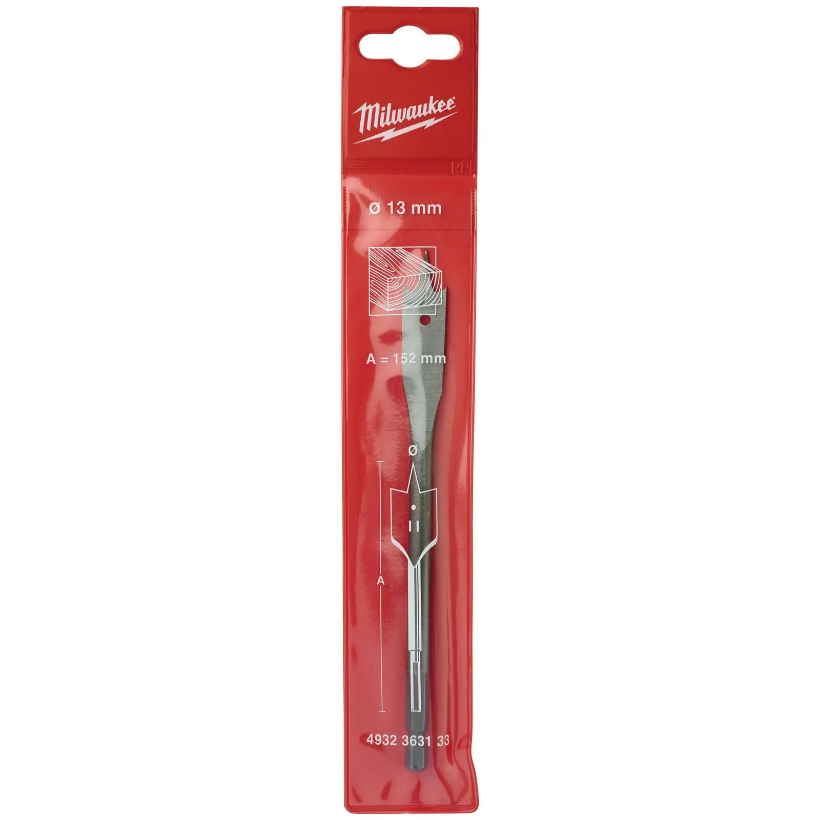 Milwaukee Flat Wood Boring Drill Bits 152mm Length 1/4" Hex Shank - Image 8