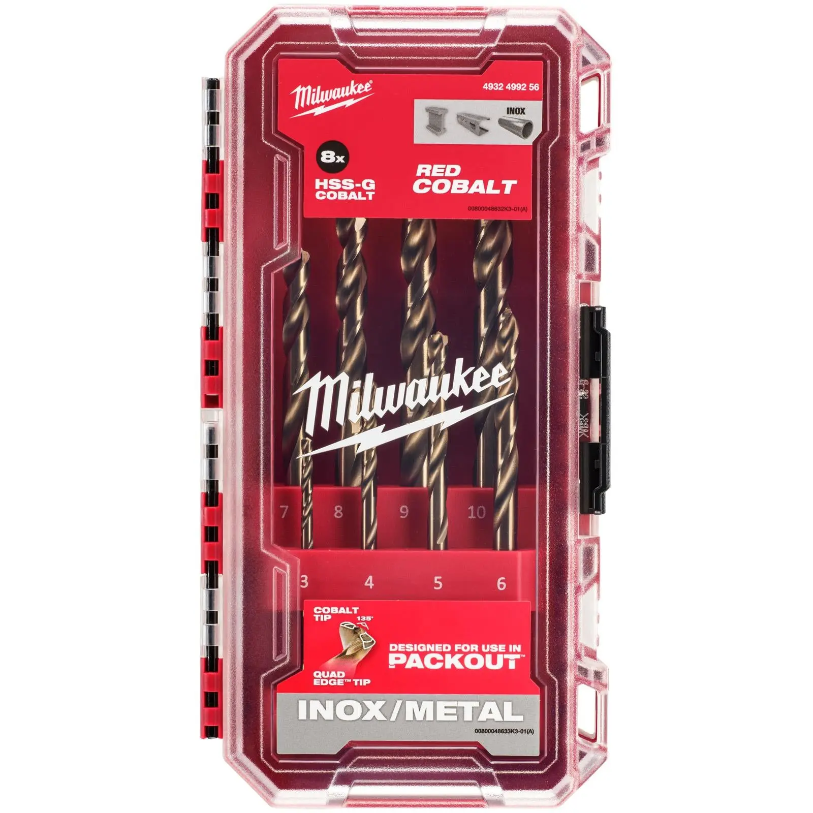 Milwaukee HSS Cobalt Metal Drill Bit Set PACKOUT Compatible Case 8 Pieces - Image 2
